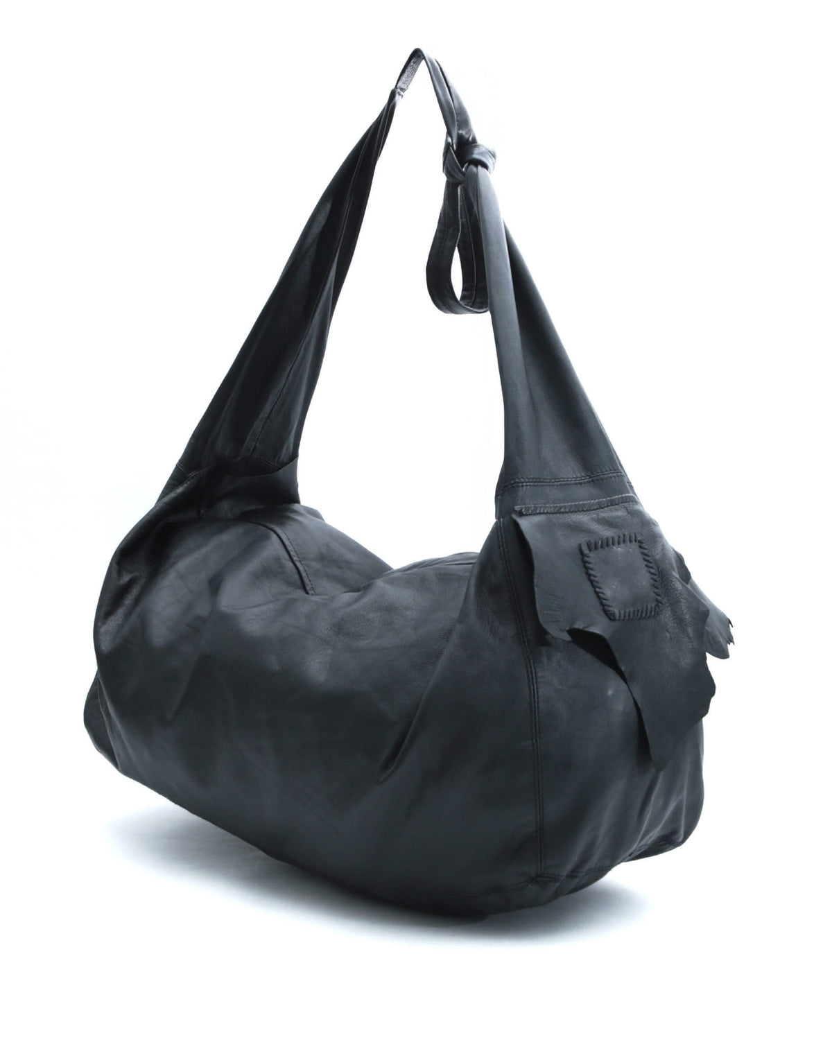 black soft leather shoulder bag