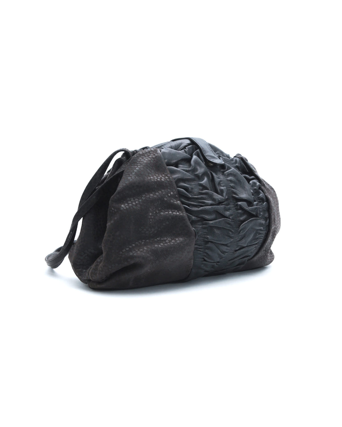 dark brown textured leather shoulder bag