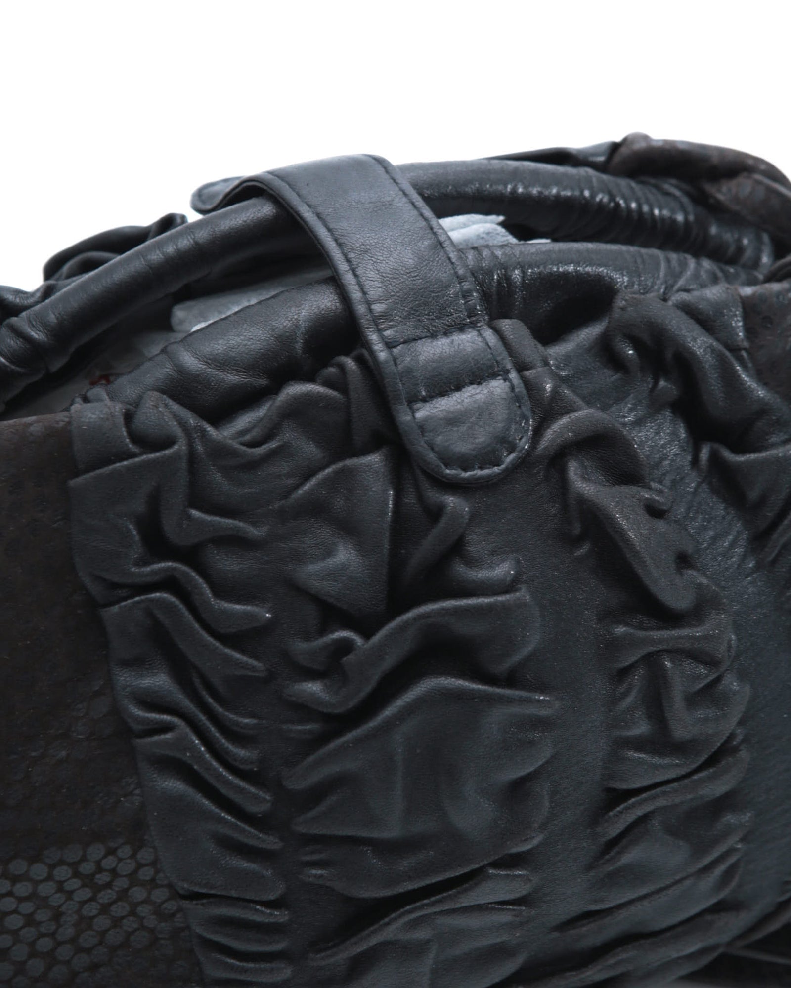 dark brown textured leather shoulder bag