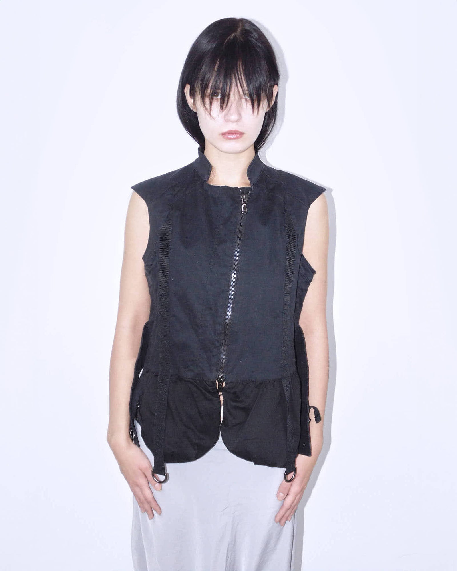 black utility vest with belt