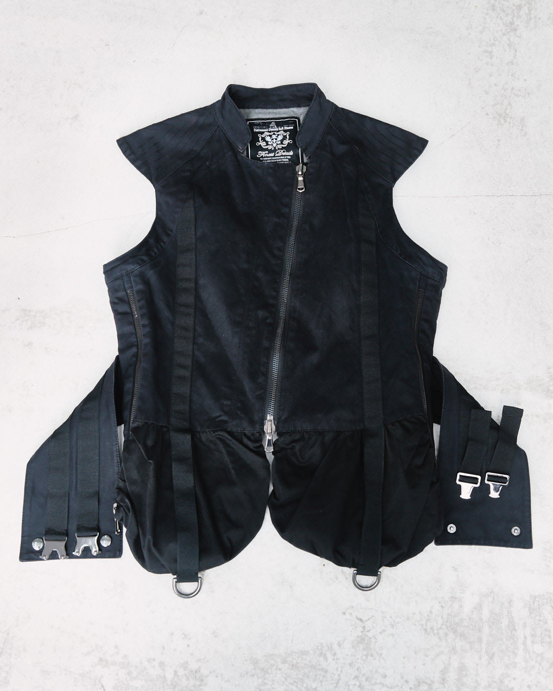 black utility vest with belt