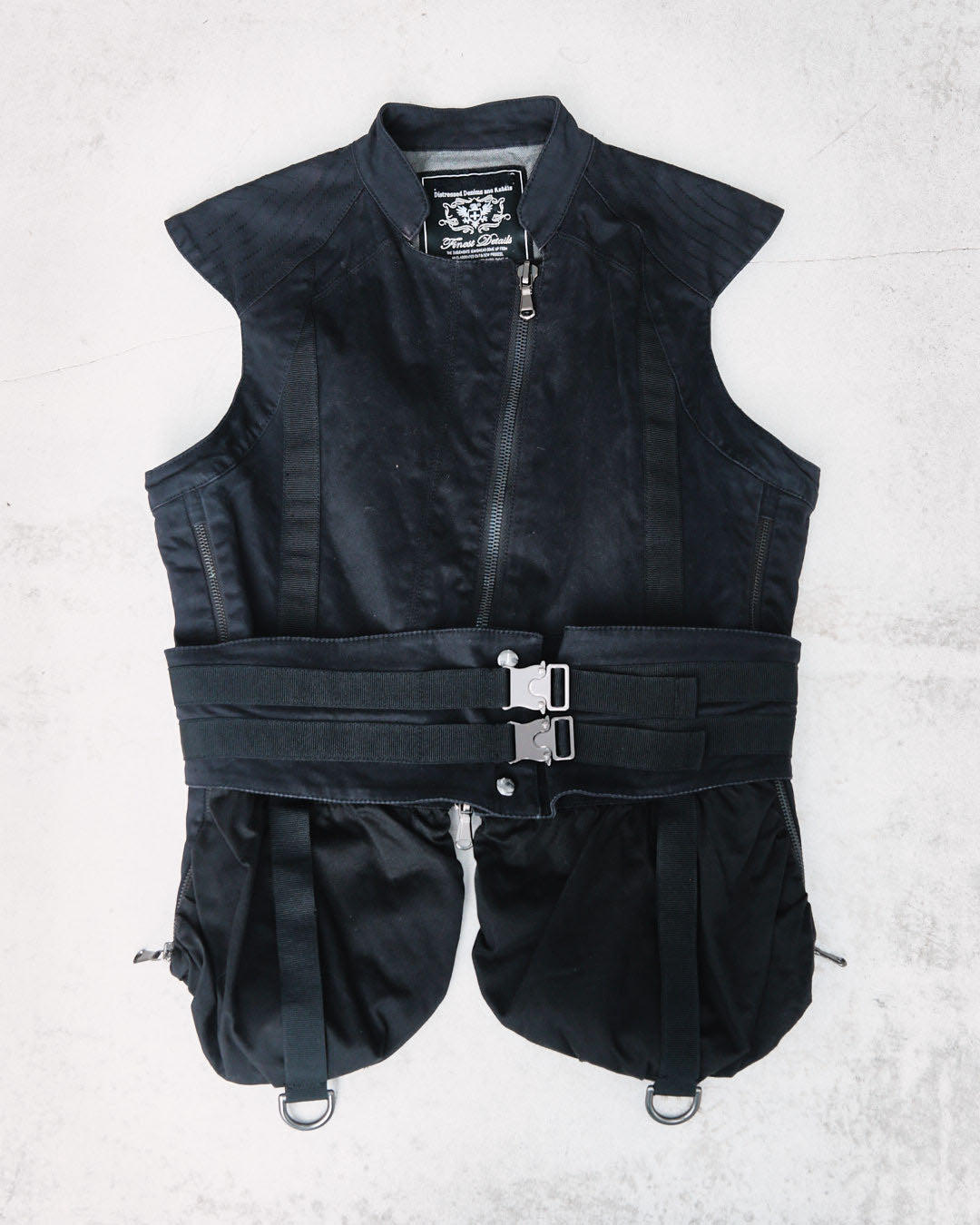 black utility vest with belt