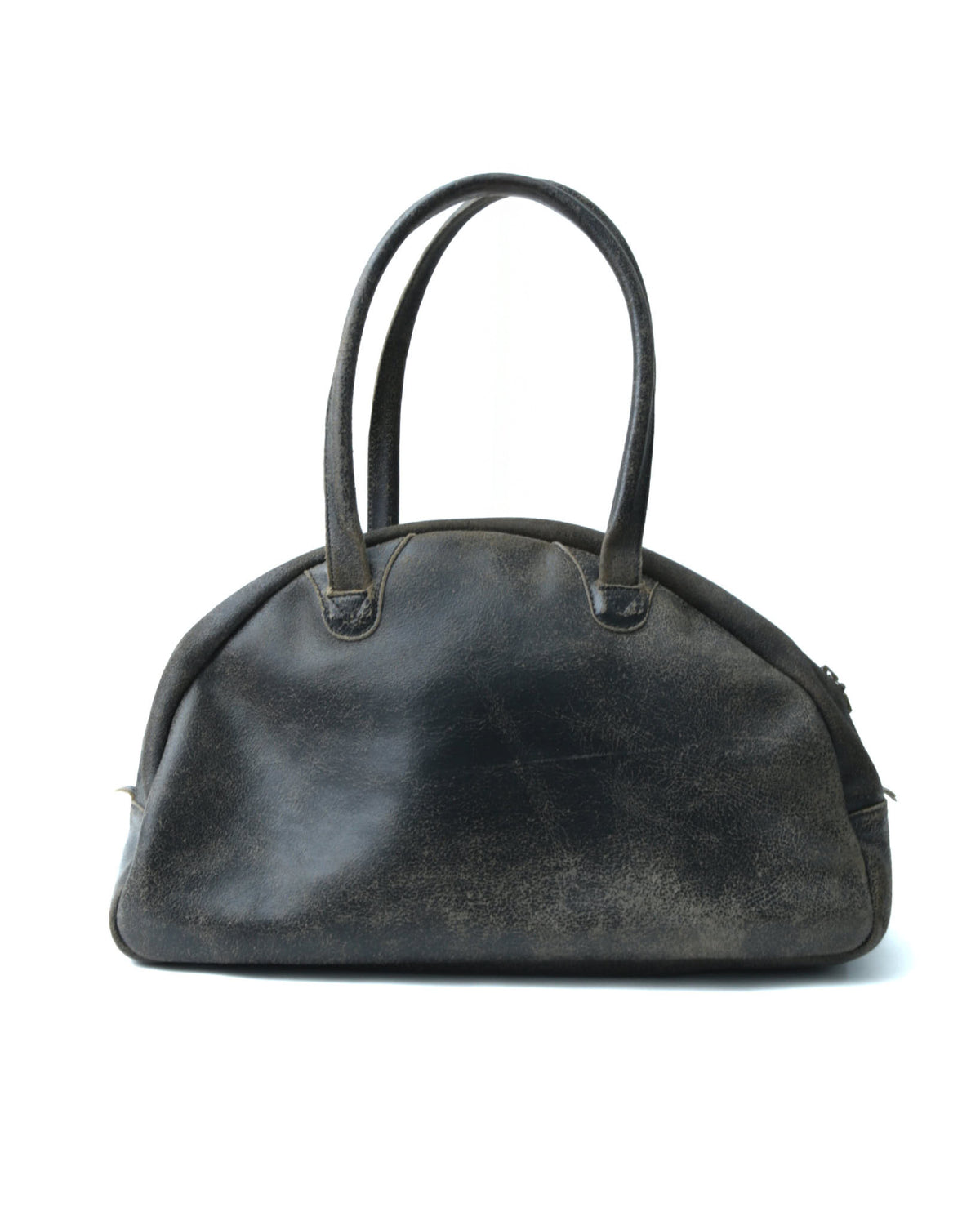 brown cracked leather dome bag