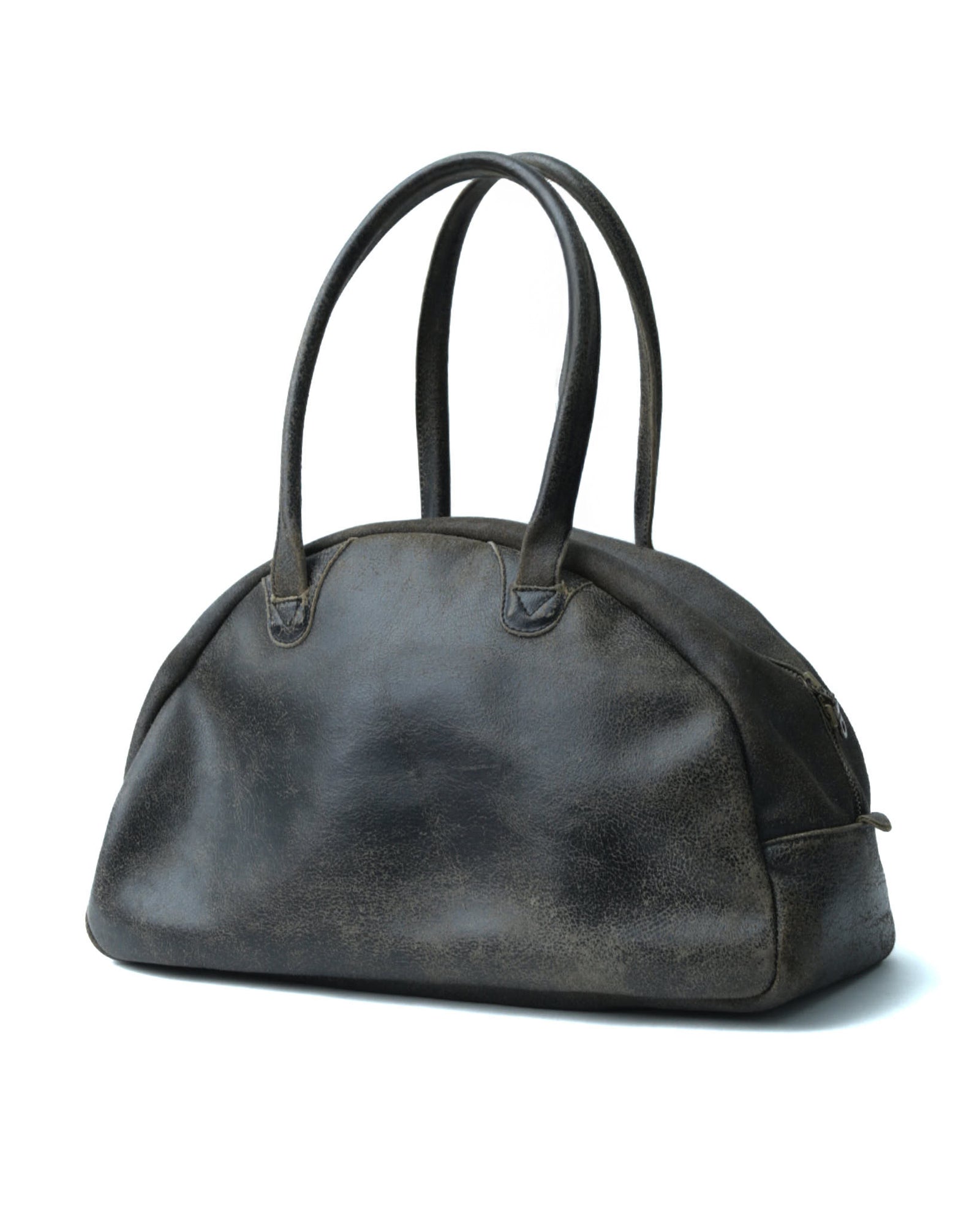 brown cracked leather dome bag