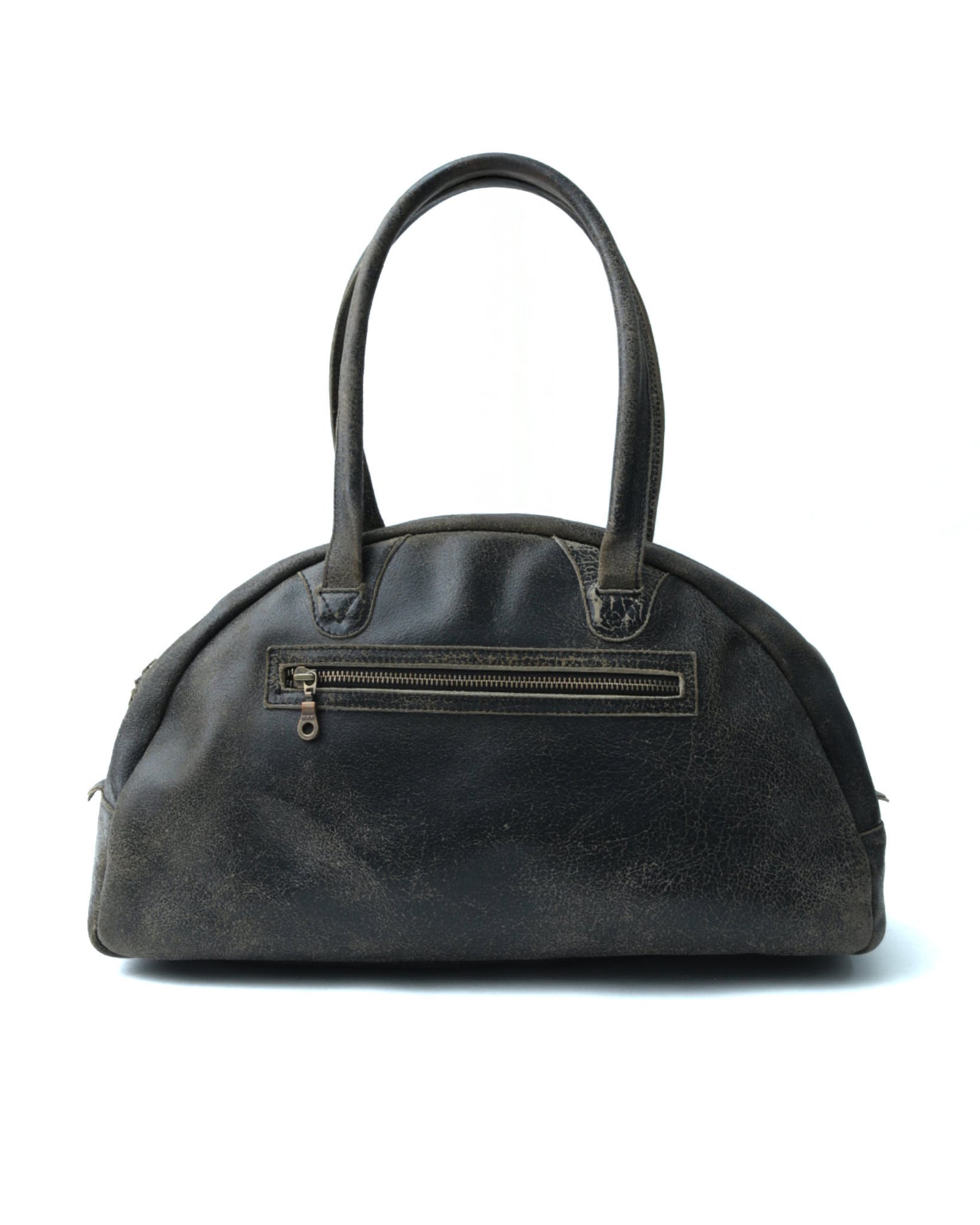 brown cracked leather dome bag