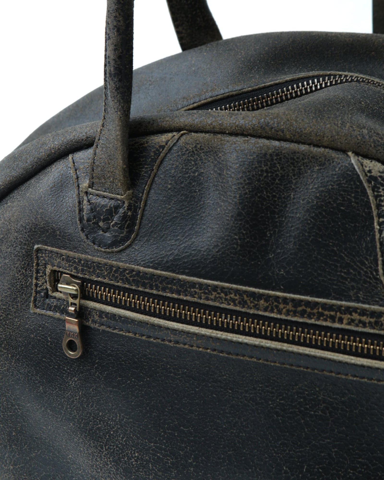 brown cracked leather dome bag