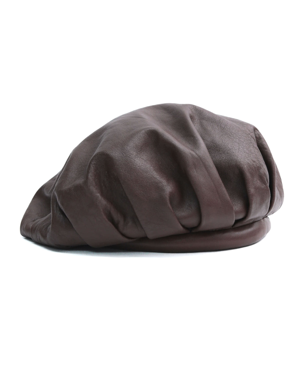 brown leather oversized hat