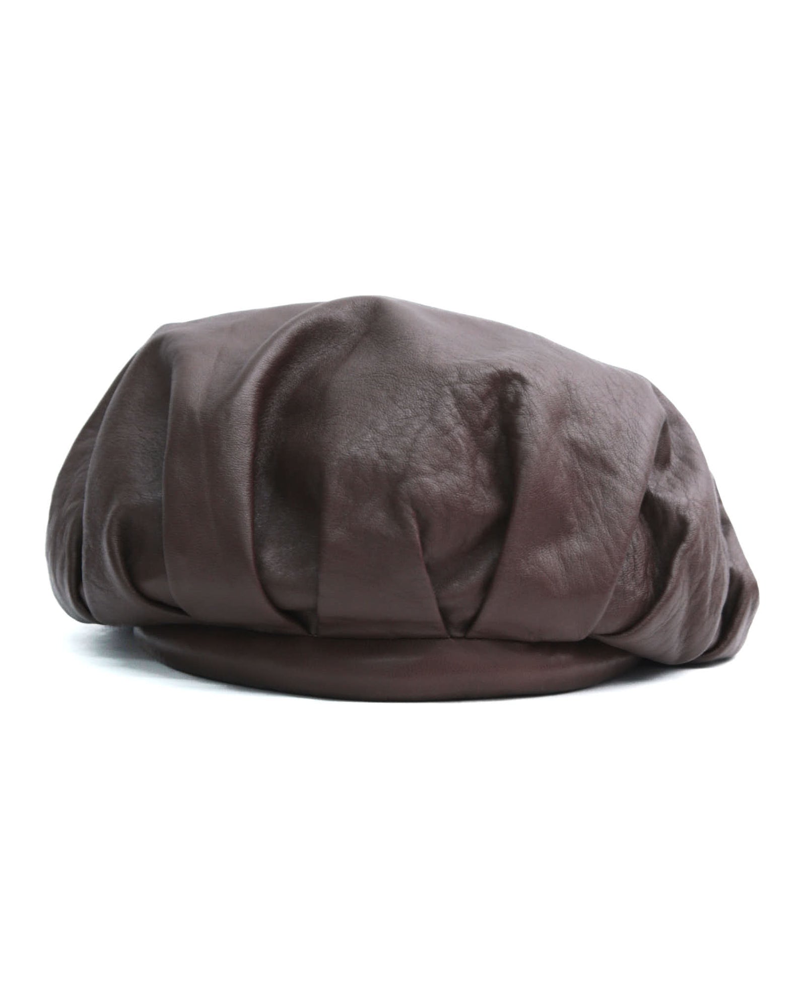 brown leather oversized hat