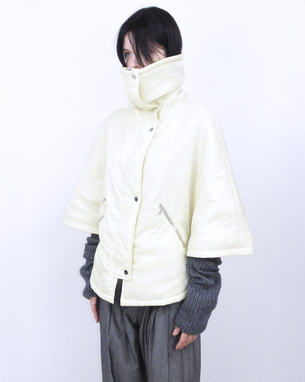 butter yellow puffer poncho