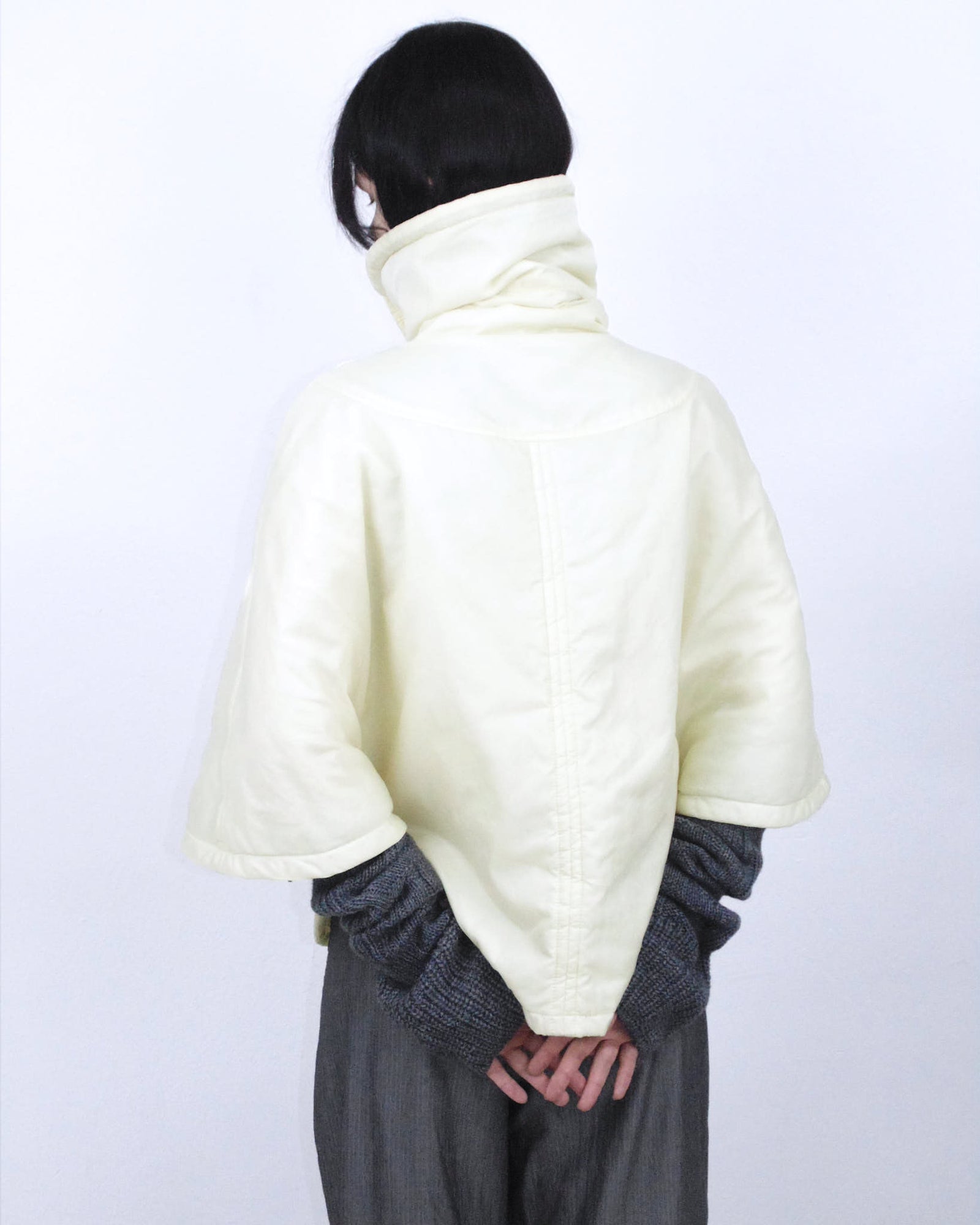 butter yellow puffer poncho