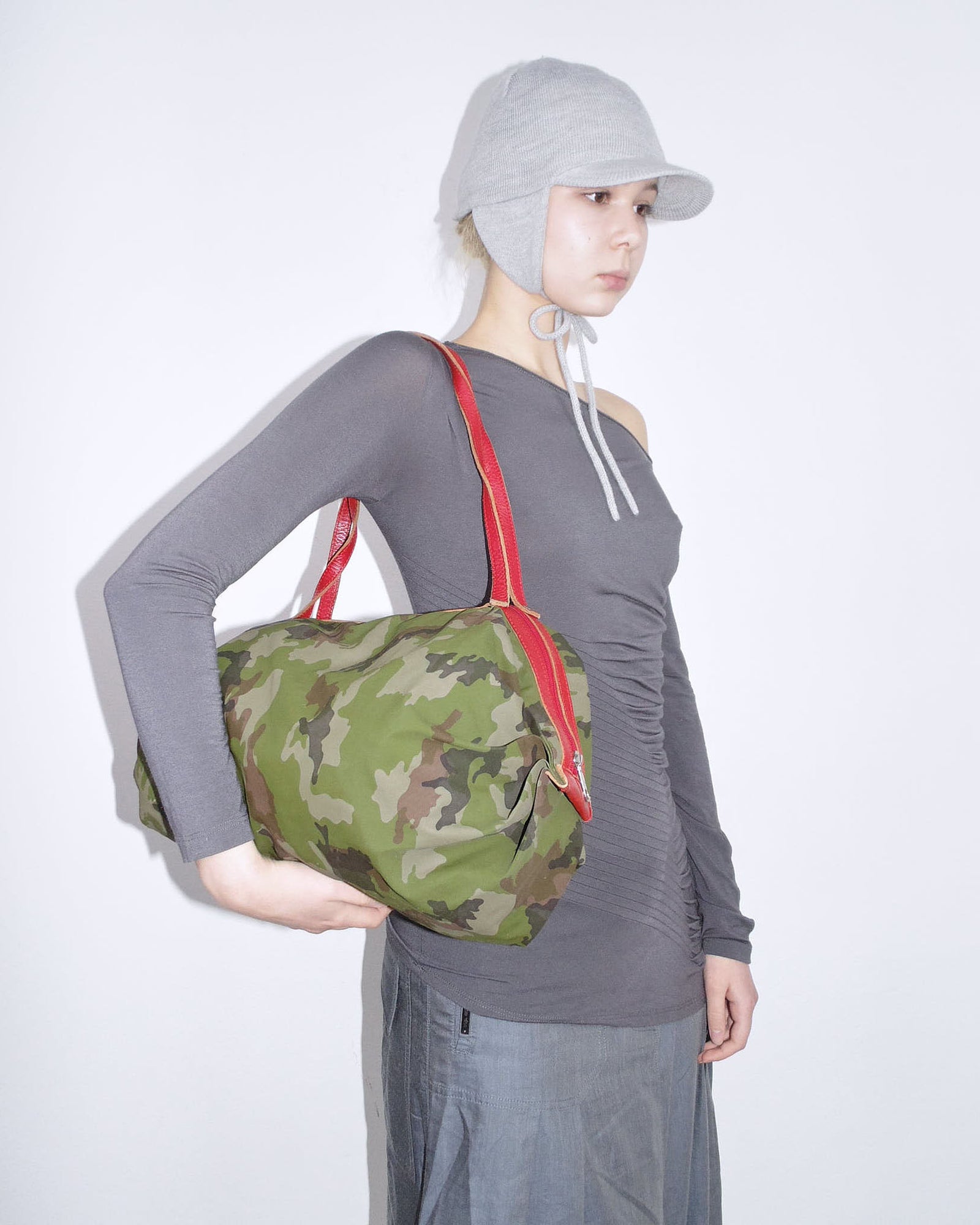 camouflage print duffle bag