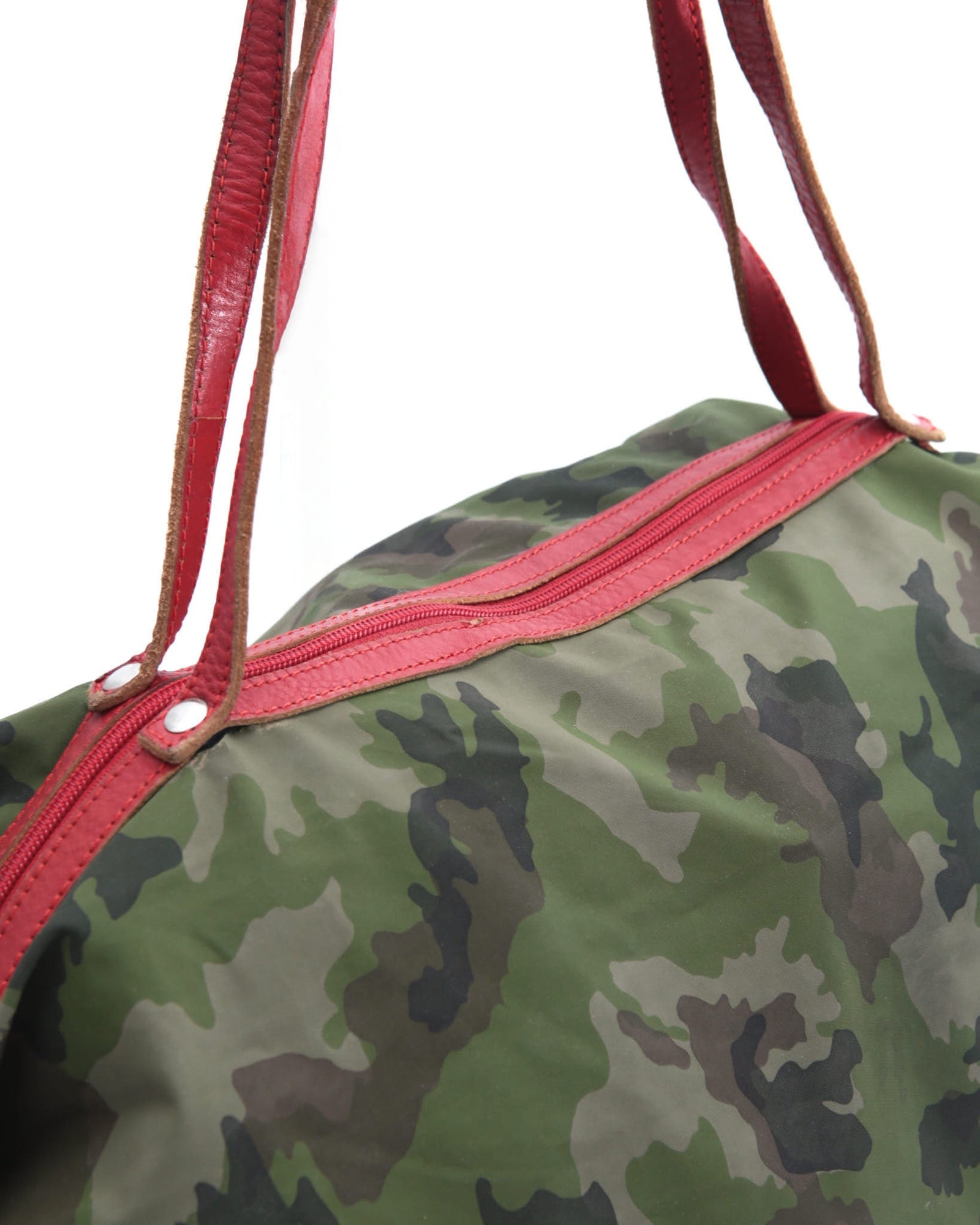 camouflage print duffle bag