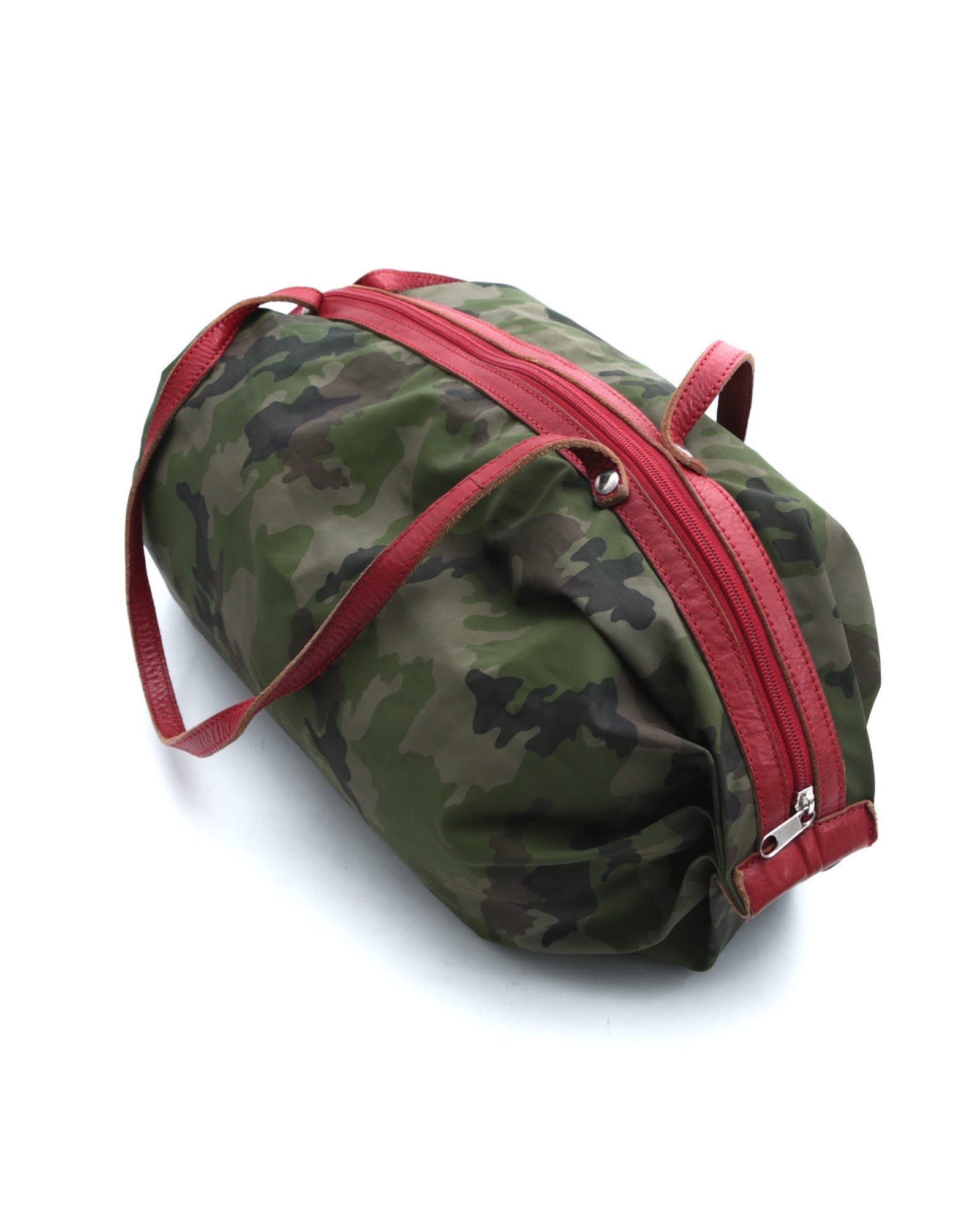 camouflage print duffle bag