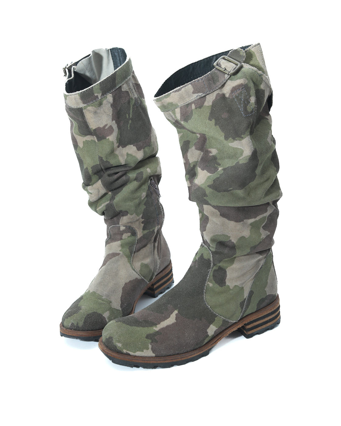 camouflage slouchy boots
