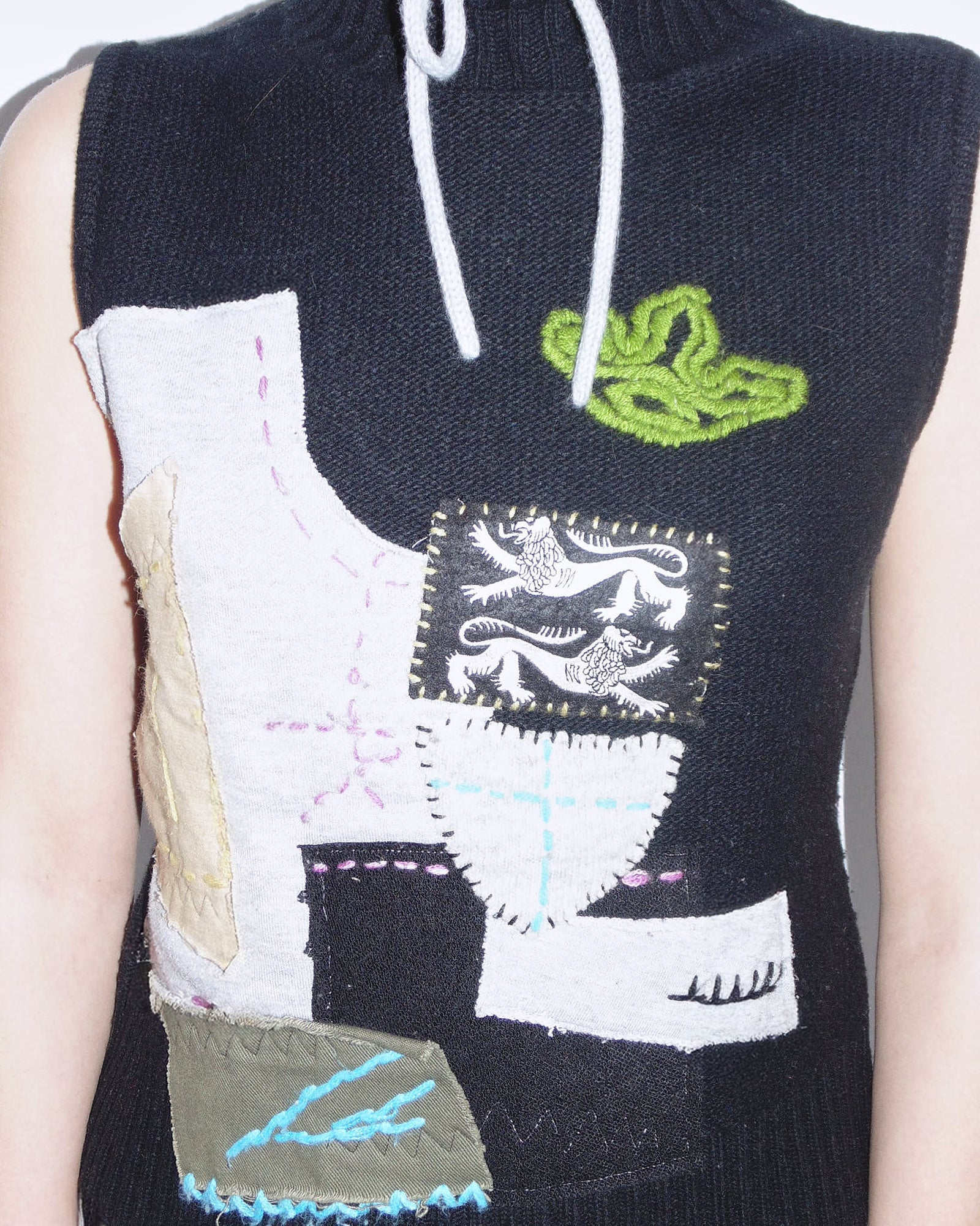 chunky patchwork knit wool top