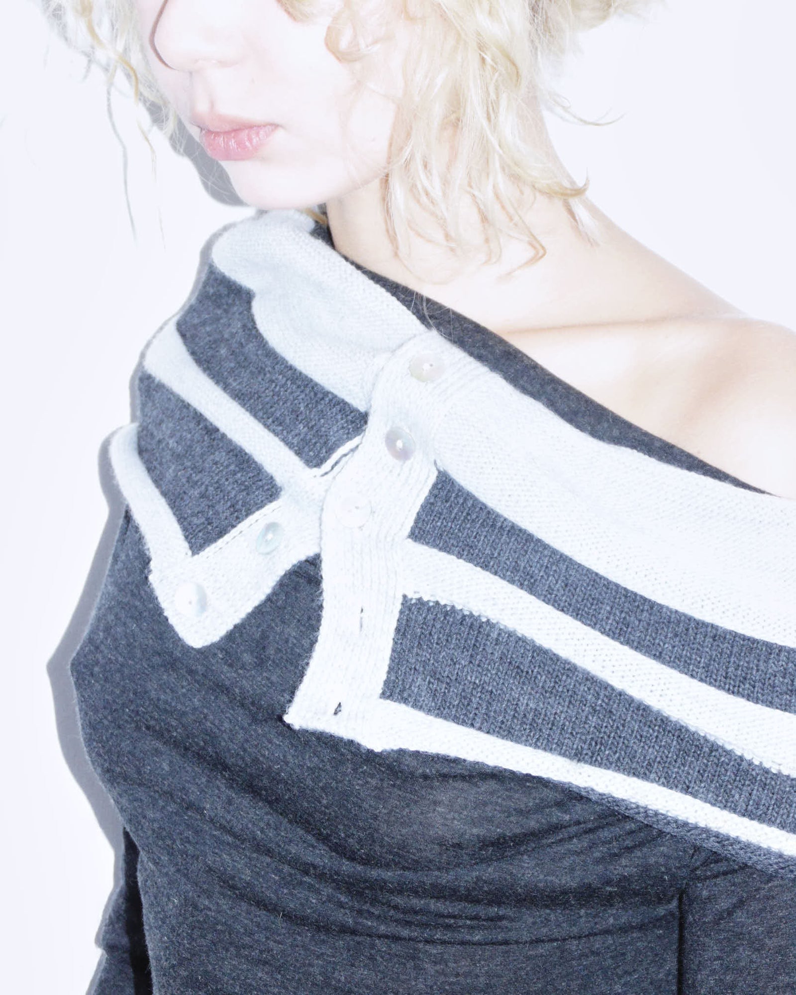 black bimaterial high neck long top