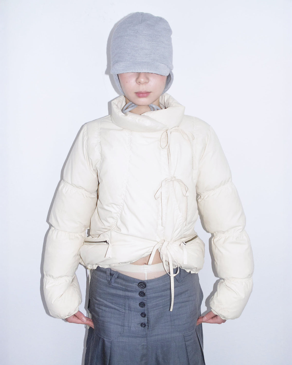 cream cropped puffer jacket
