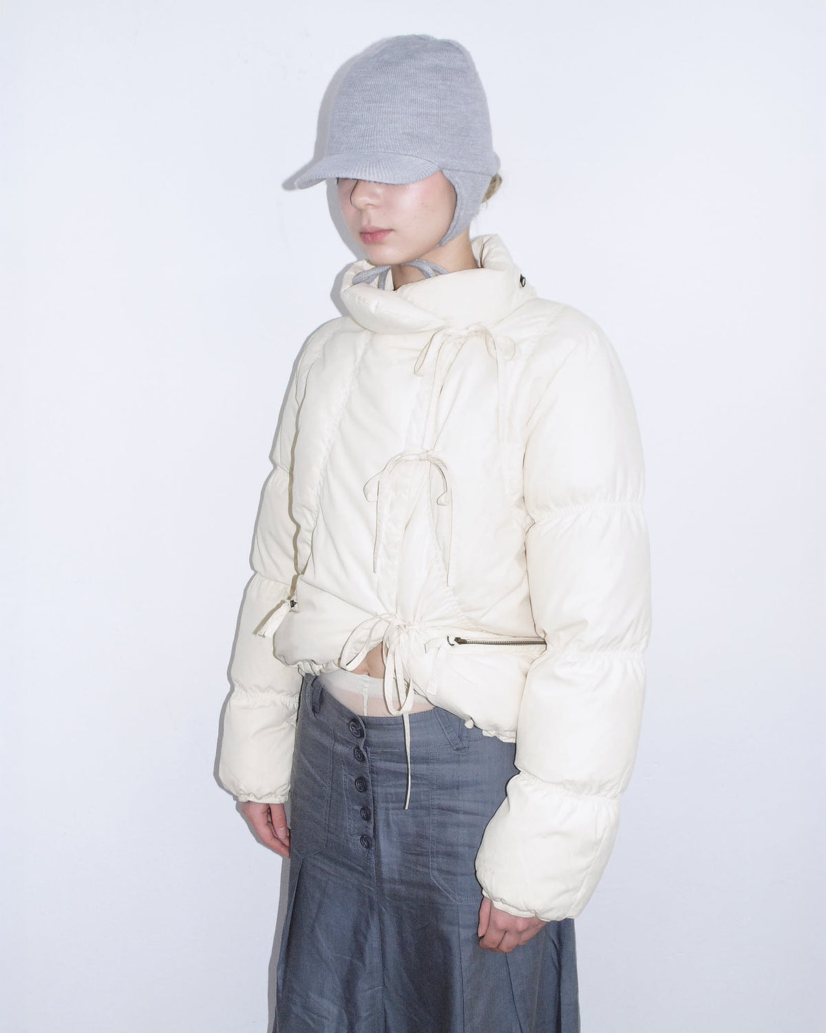 cream cropped puffer jacket