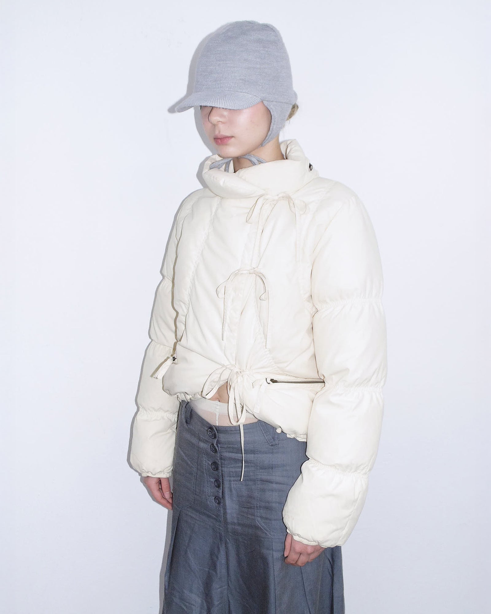 cream cropped puffer jacket