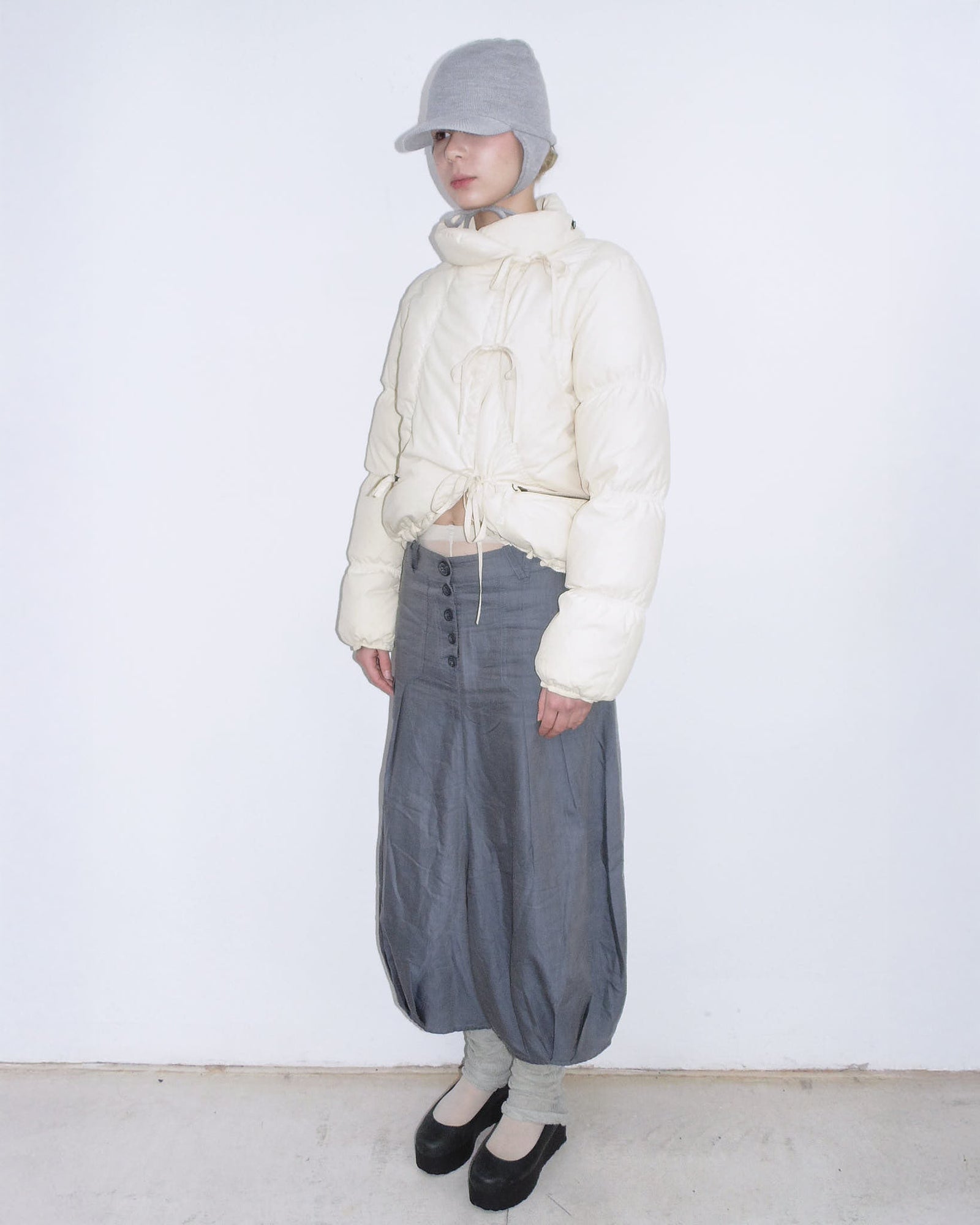 cream cropped puffer jacket