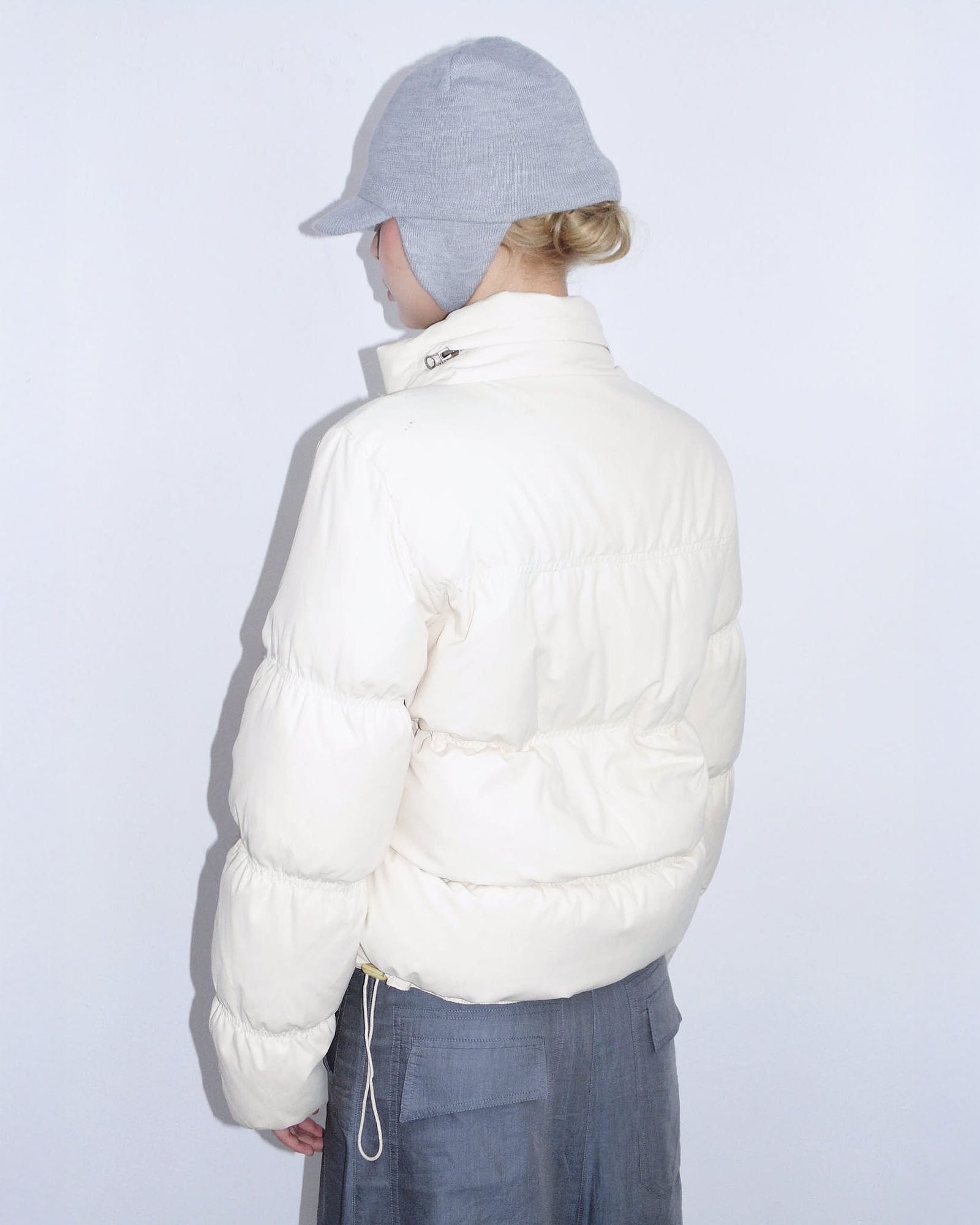 cream cropped puffer jacket