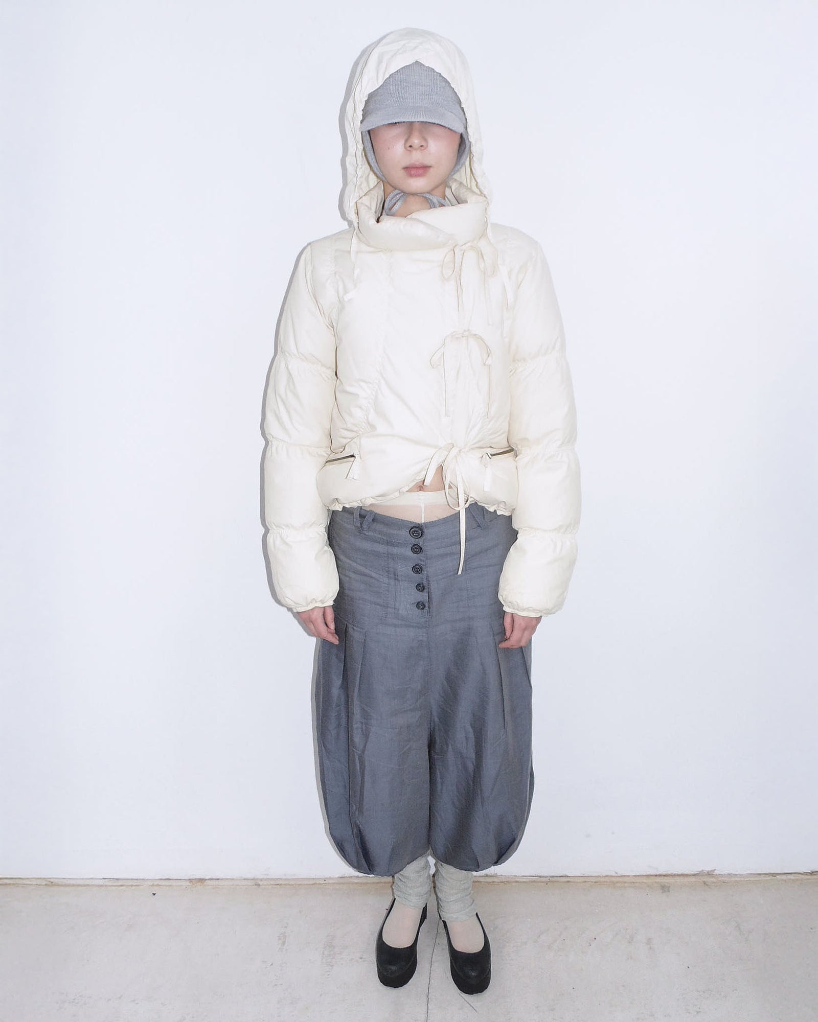 cream cropped puffer jacket
