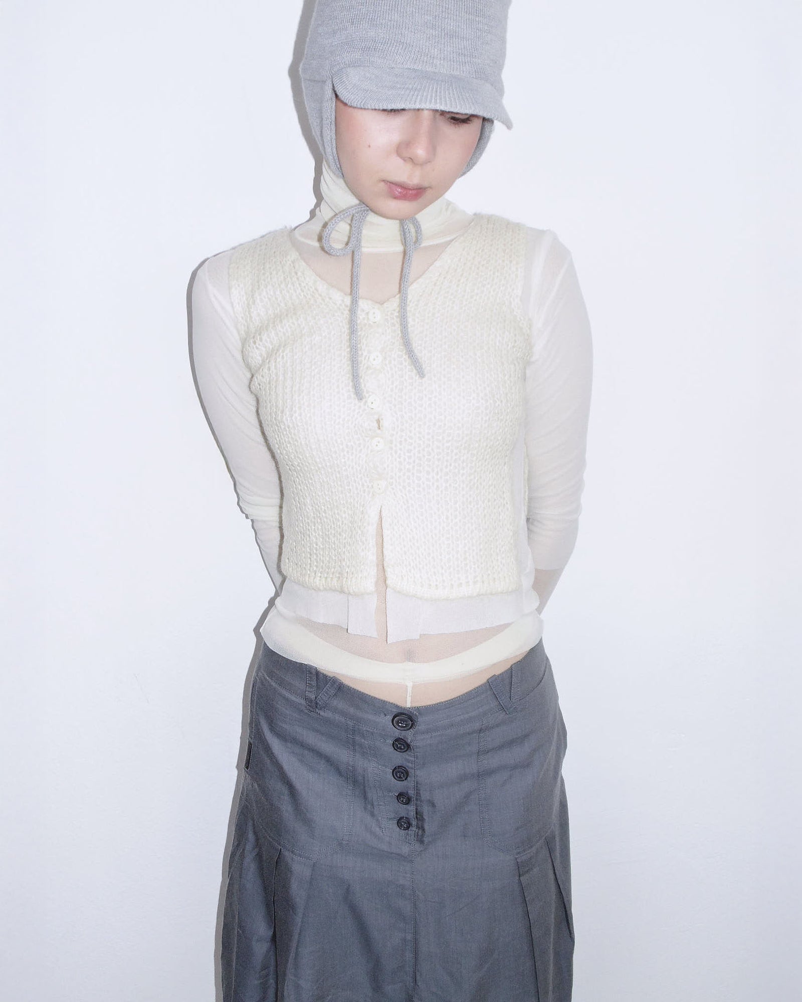 cream mesh and mohair set