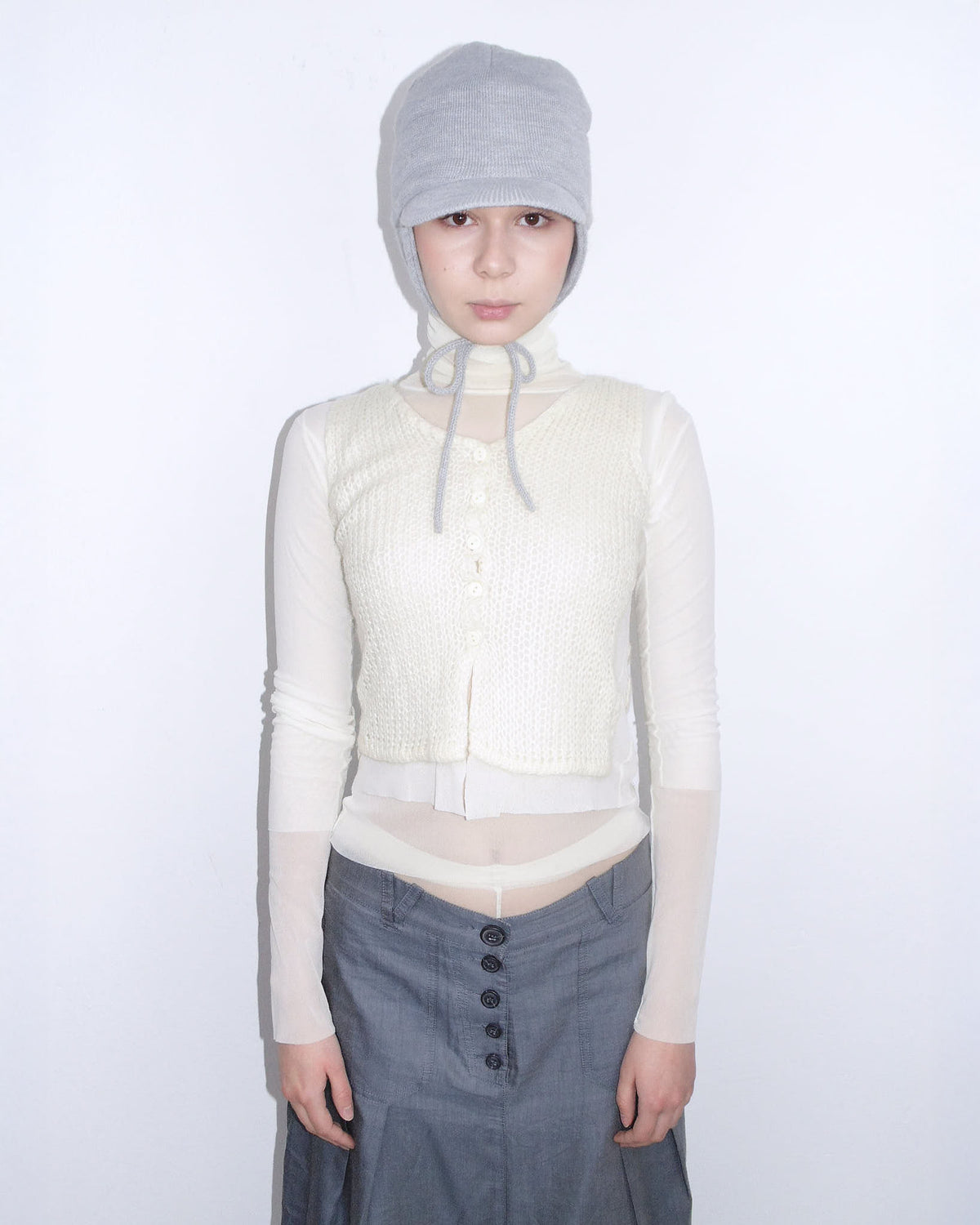 cream mesh and mohair set