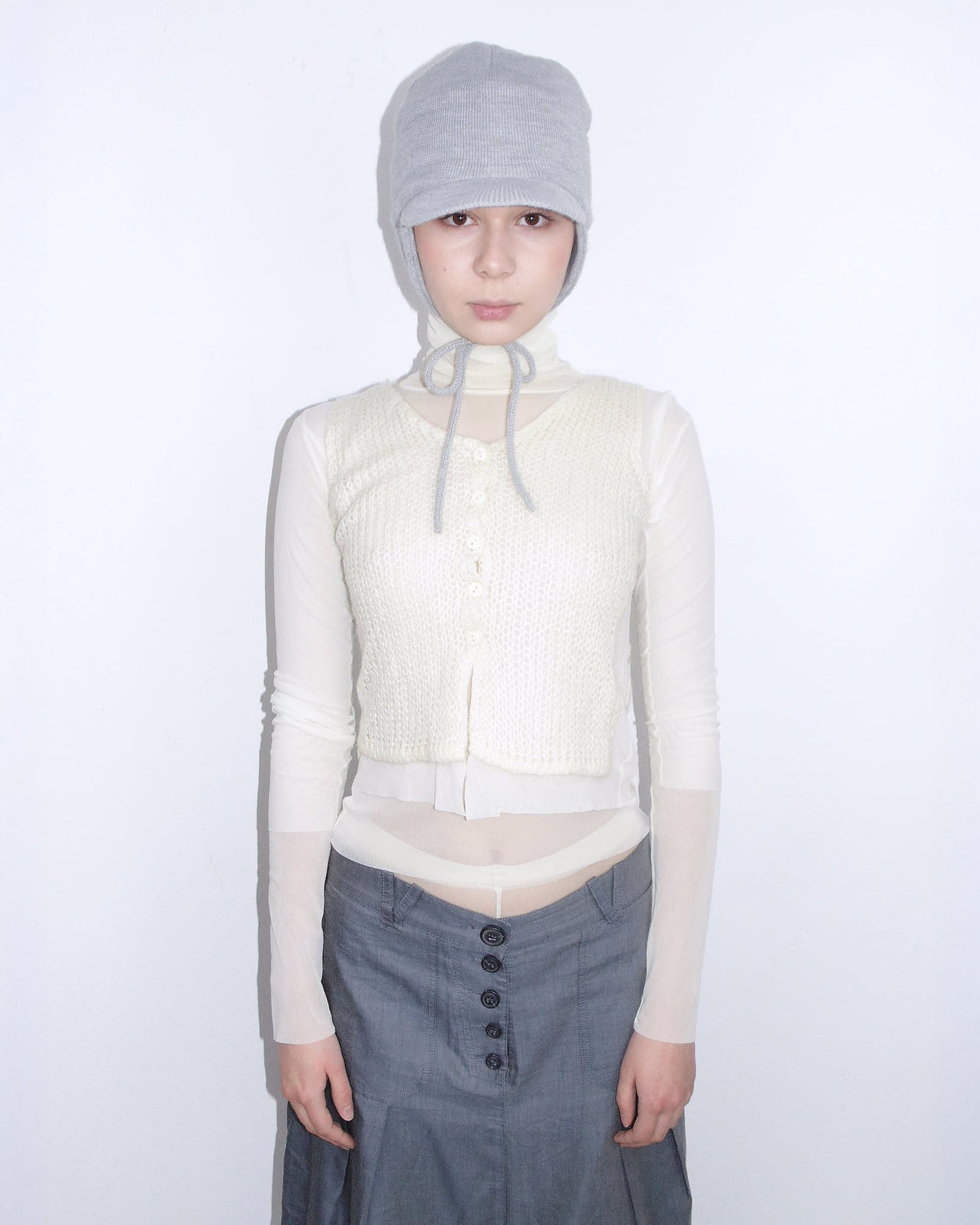 cream mesh and mohair set