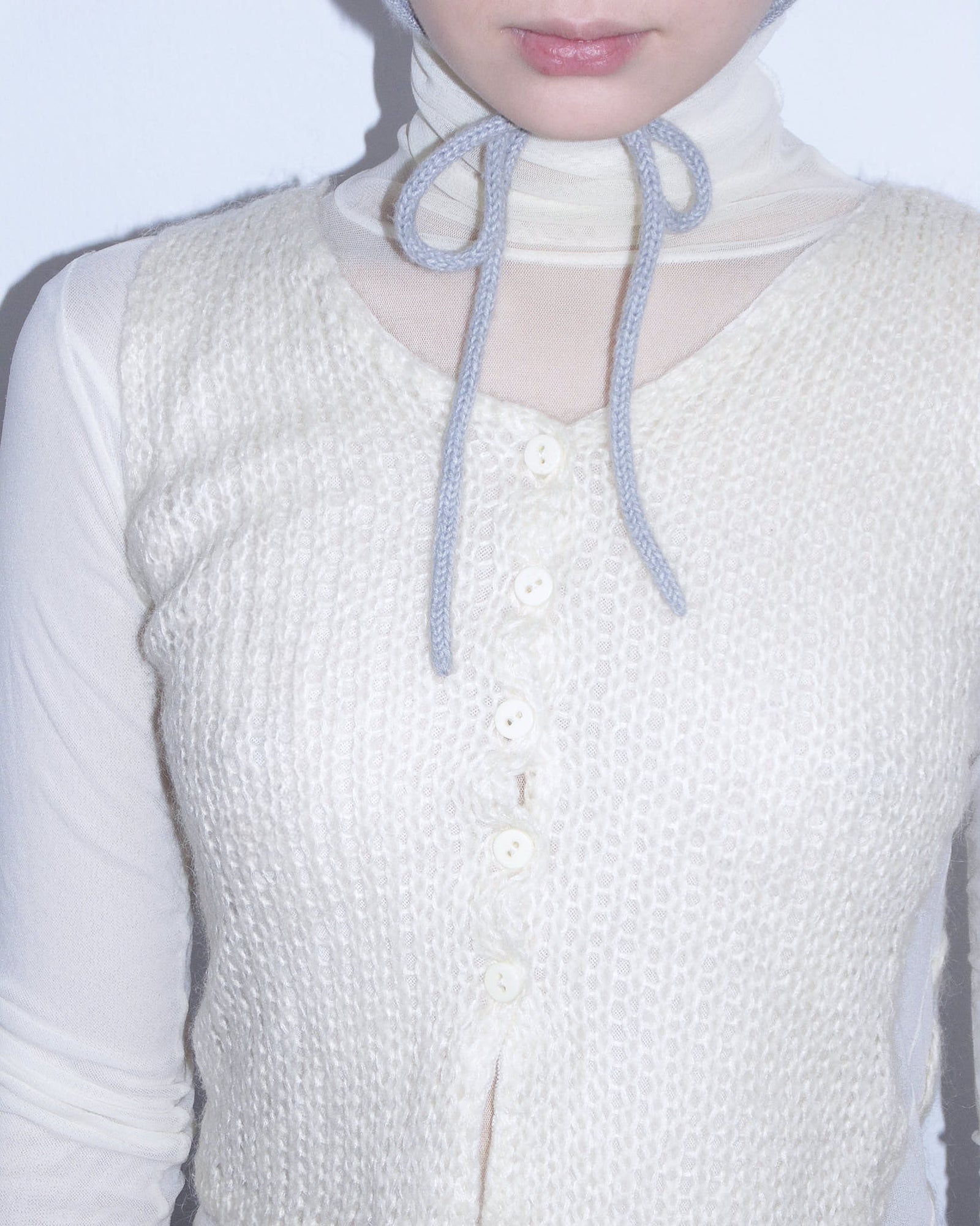 cream mesh and mohair set