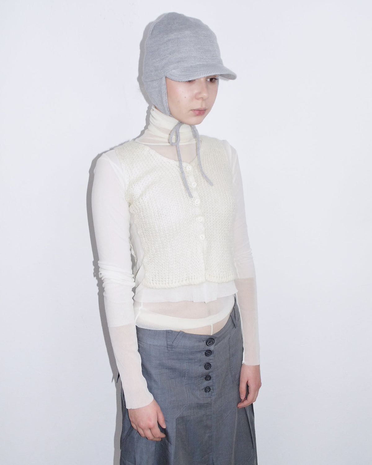 cream mesh and mohair set