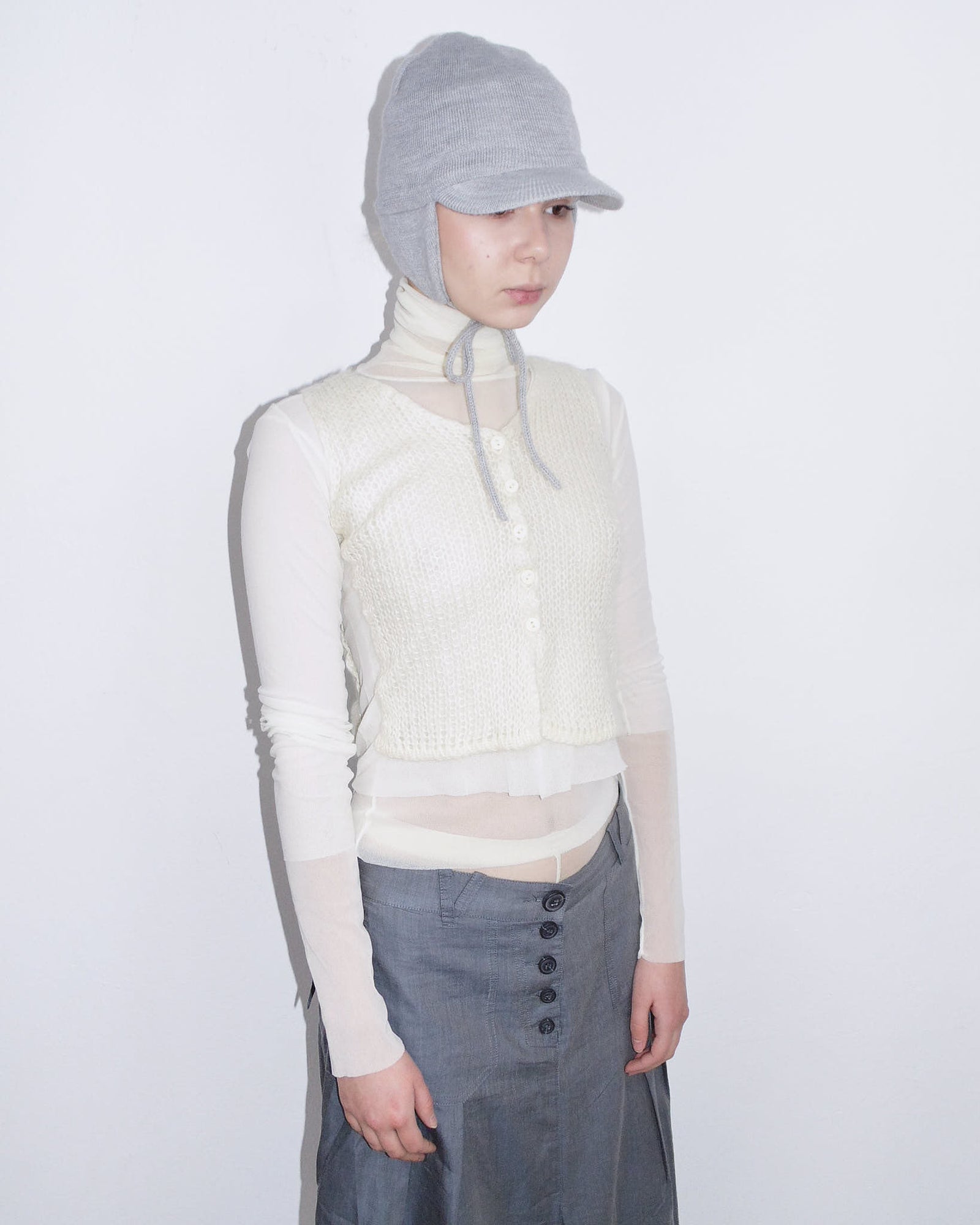 cream mesh and mohair set