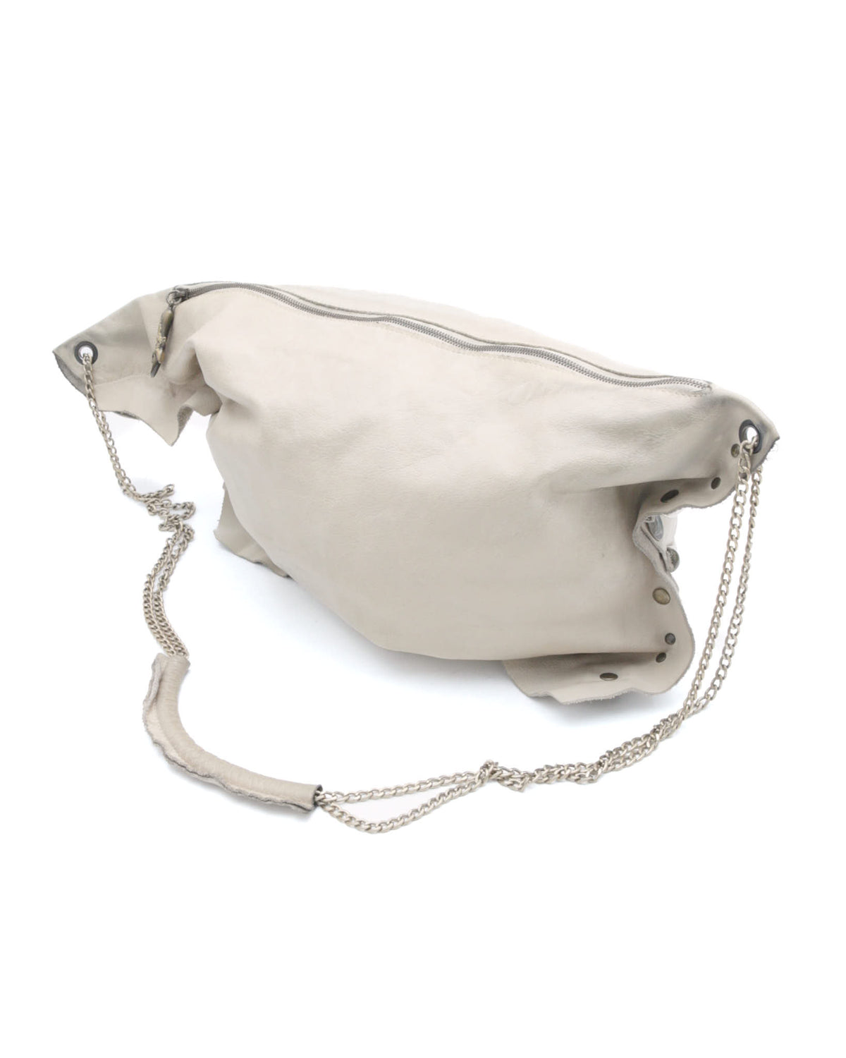 cream studded leather clutch bag