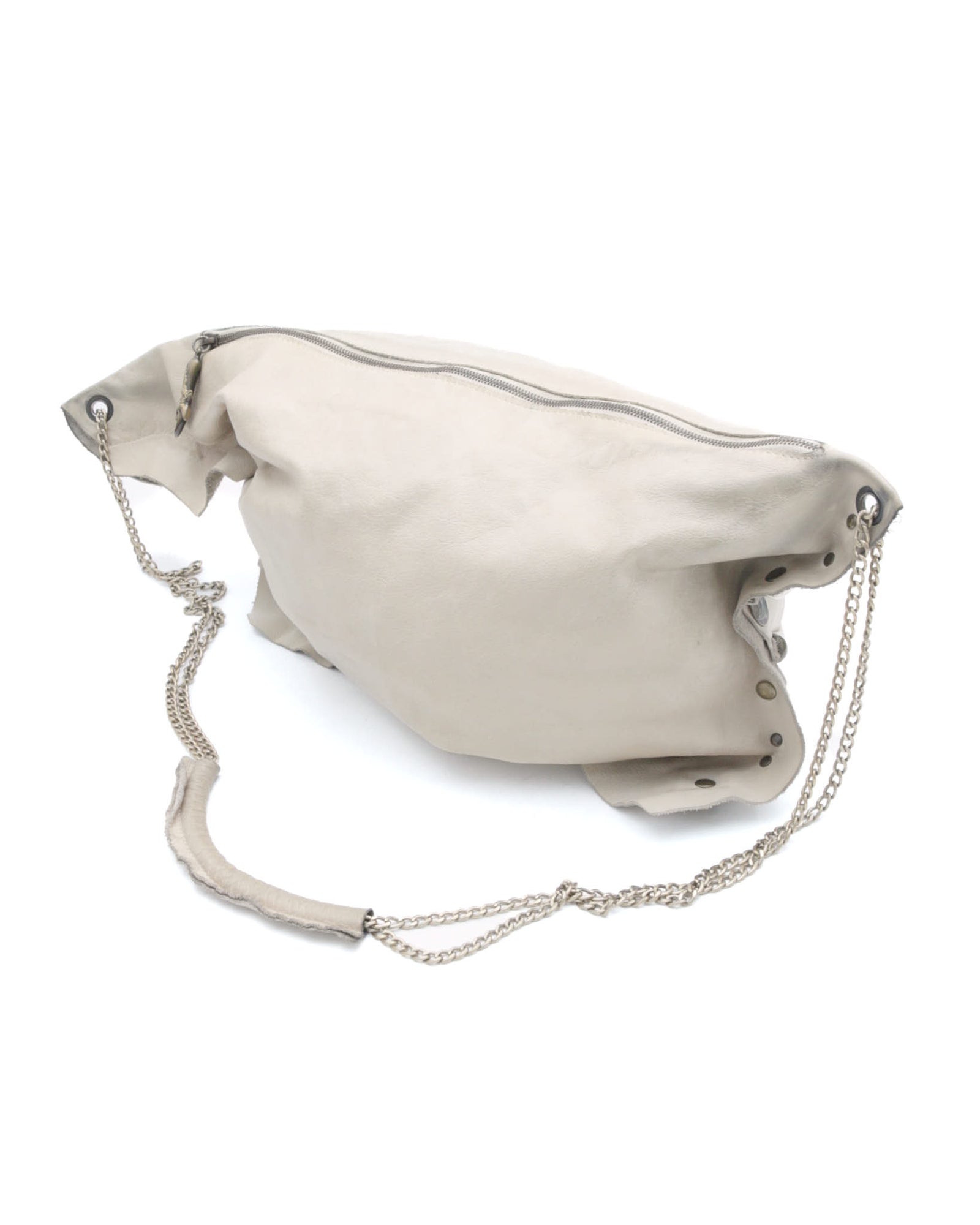 cream studded leather clutch bag