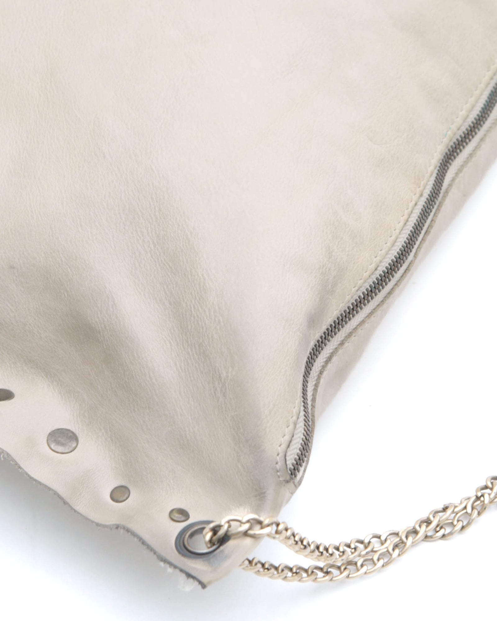 cream studded leather clutch bag