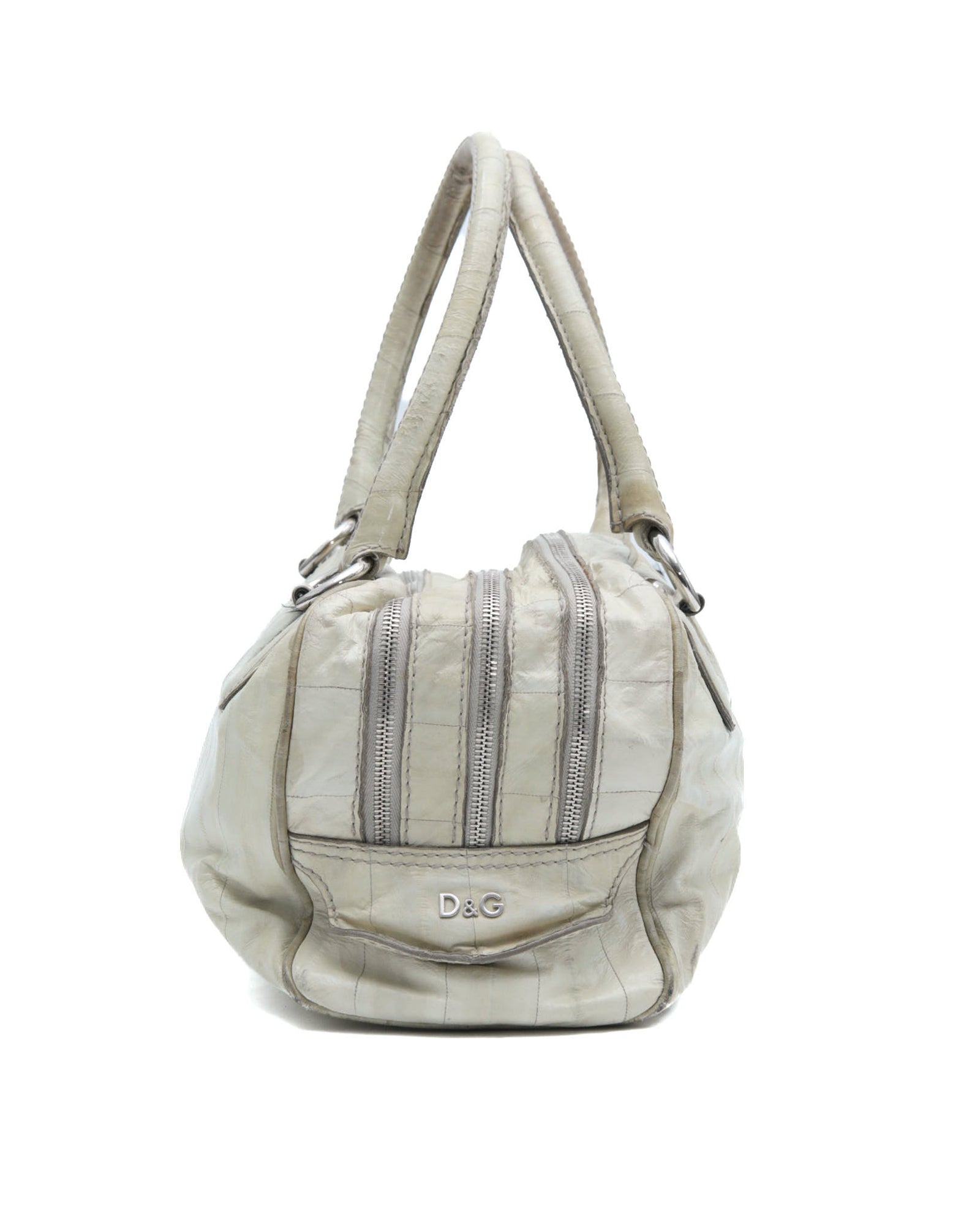 bone leather multi zip dome bag