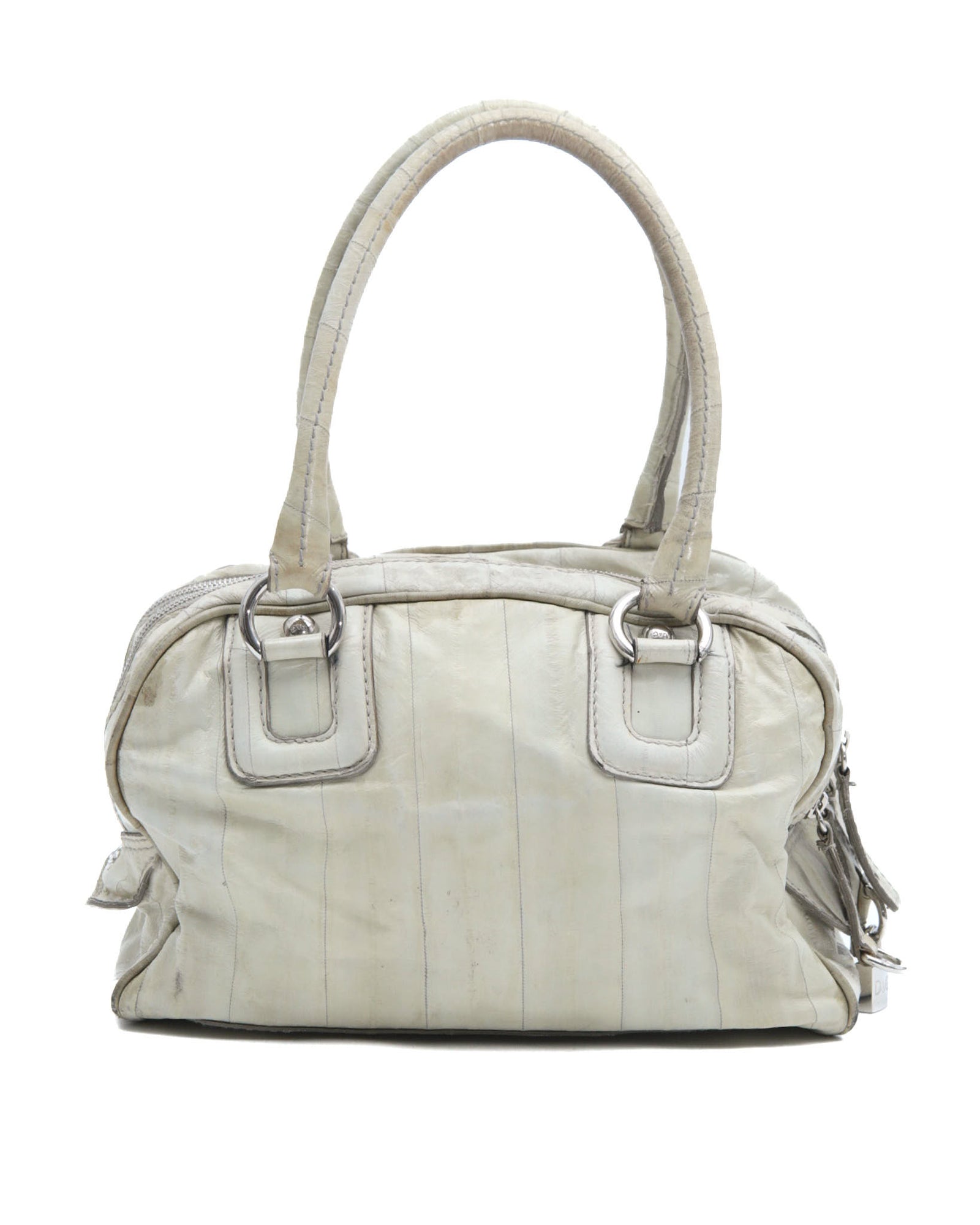 bone leather multi zip dome bag