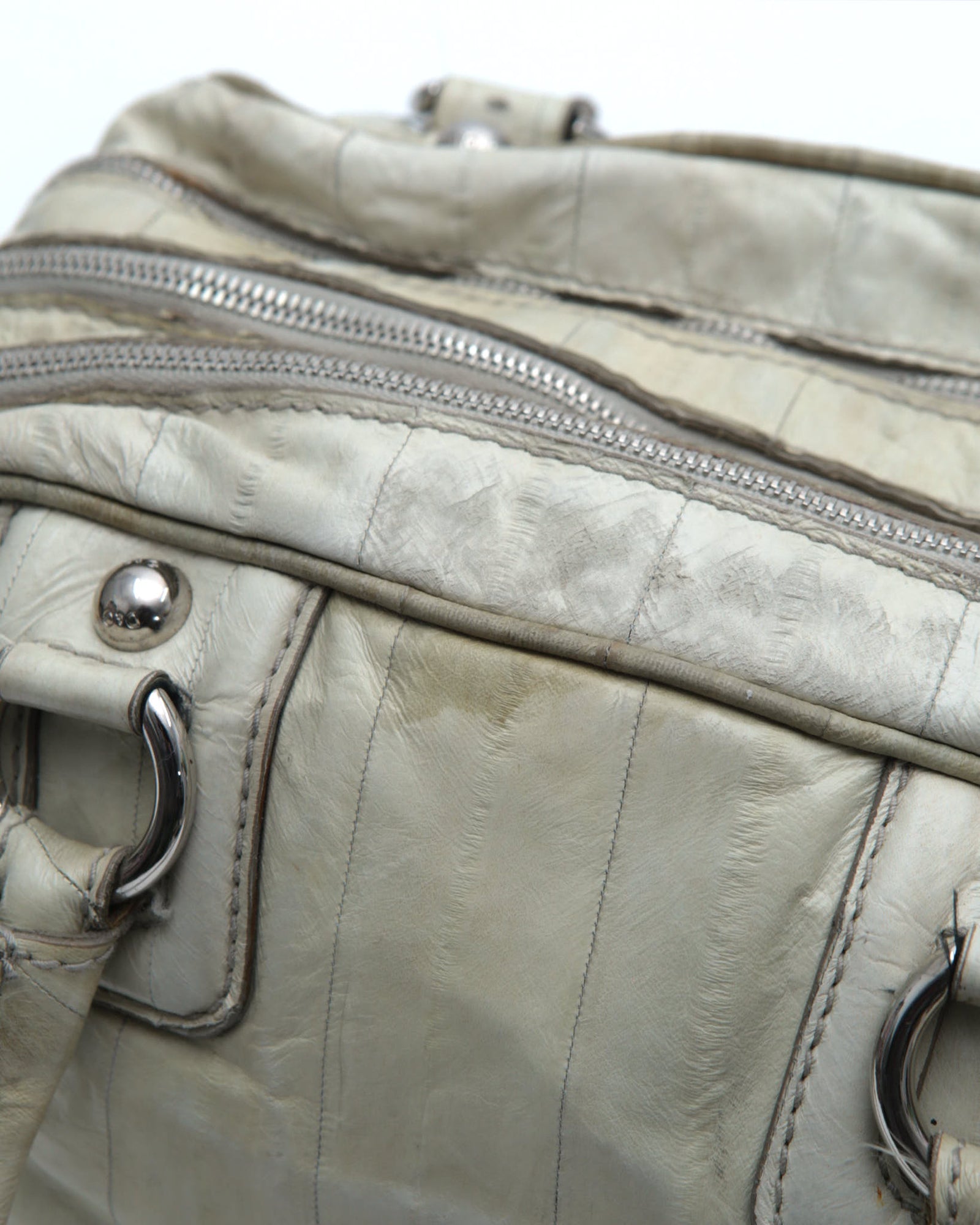 bone leather multi zip dome bag