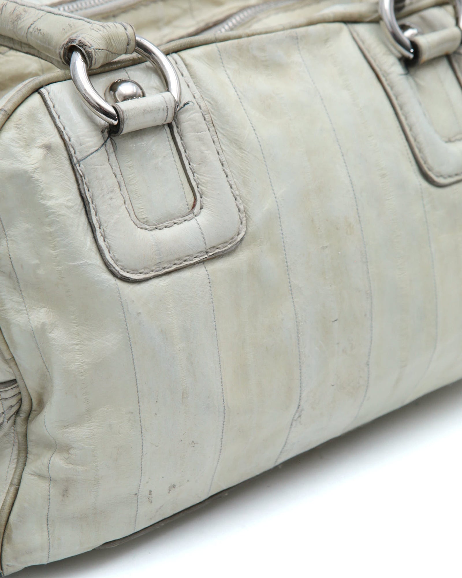 bone leather multi zip dome bag