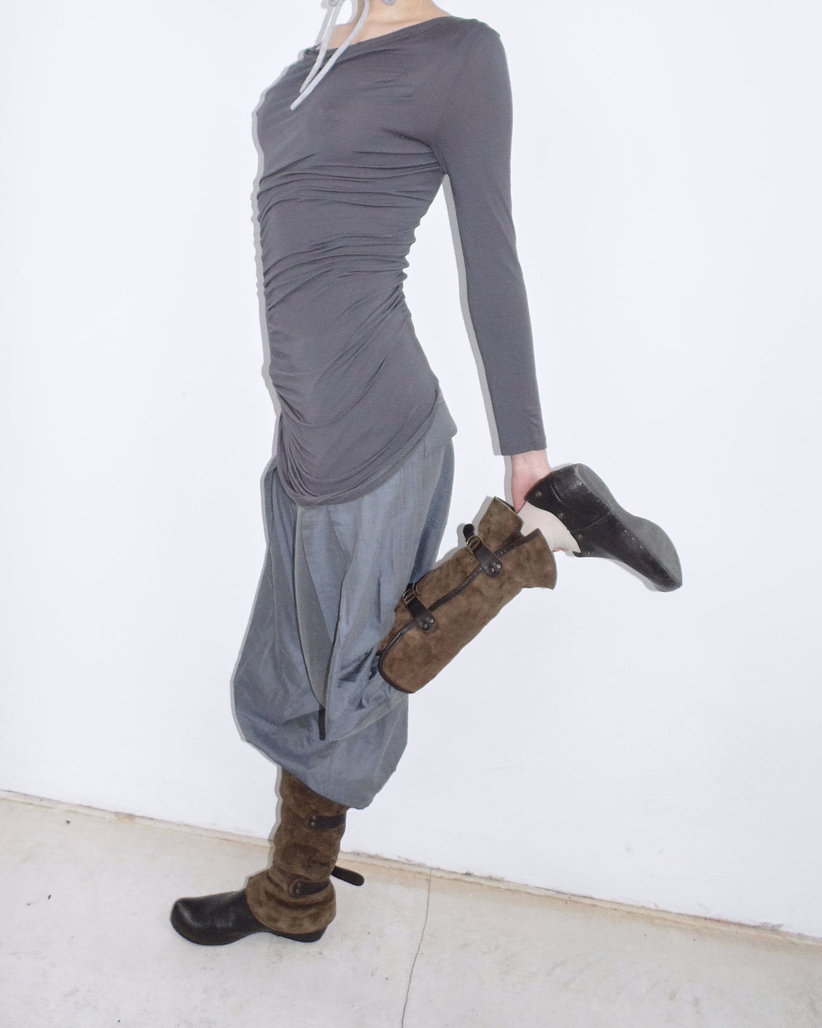 dark brown leather boots / clogs wito removable layer