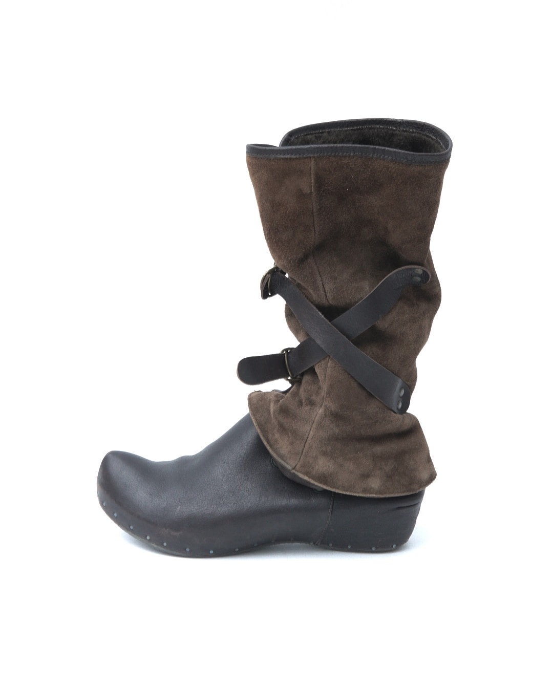 dark brown leather boots / clogs wito removable layer