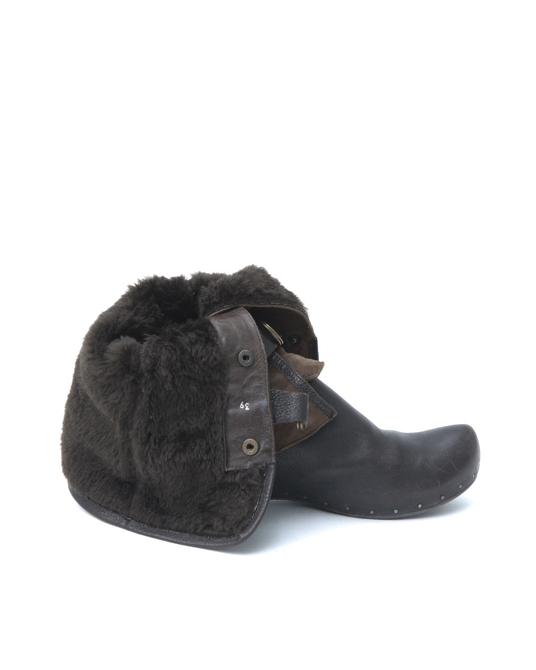 dark brown leather boots / clogs wito removable layer