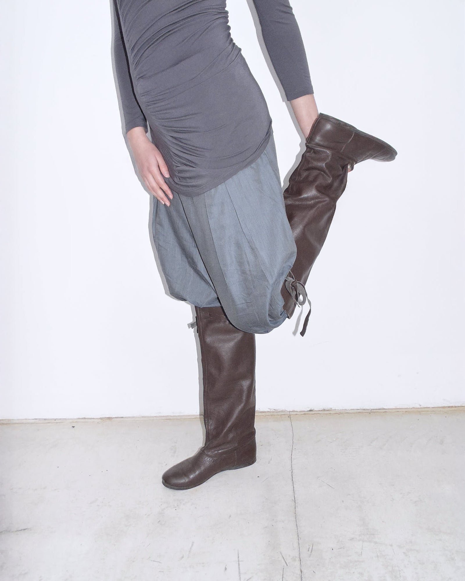 dark brown leather slouchy boots