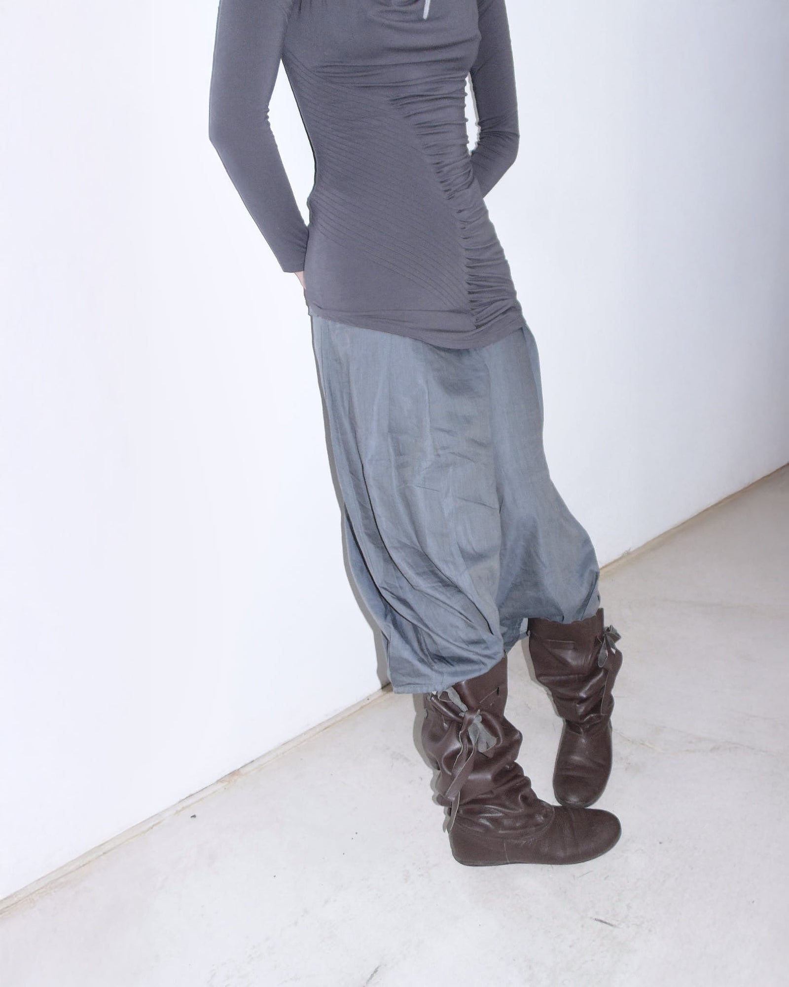dark brown leather slouchy boots