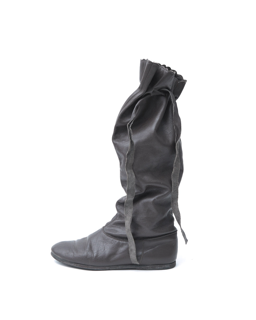 dark brown leather slouchy boots