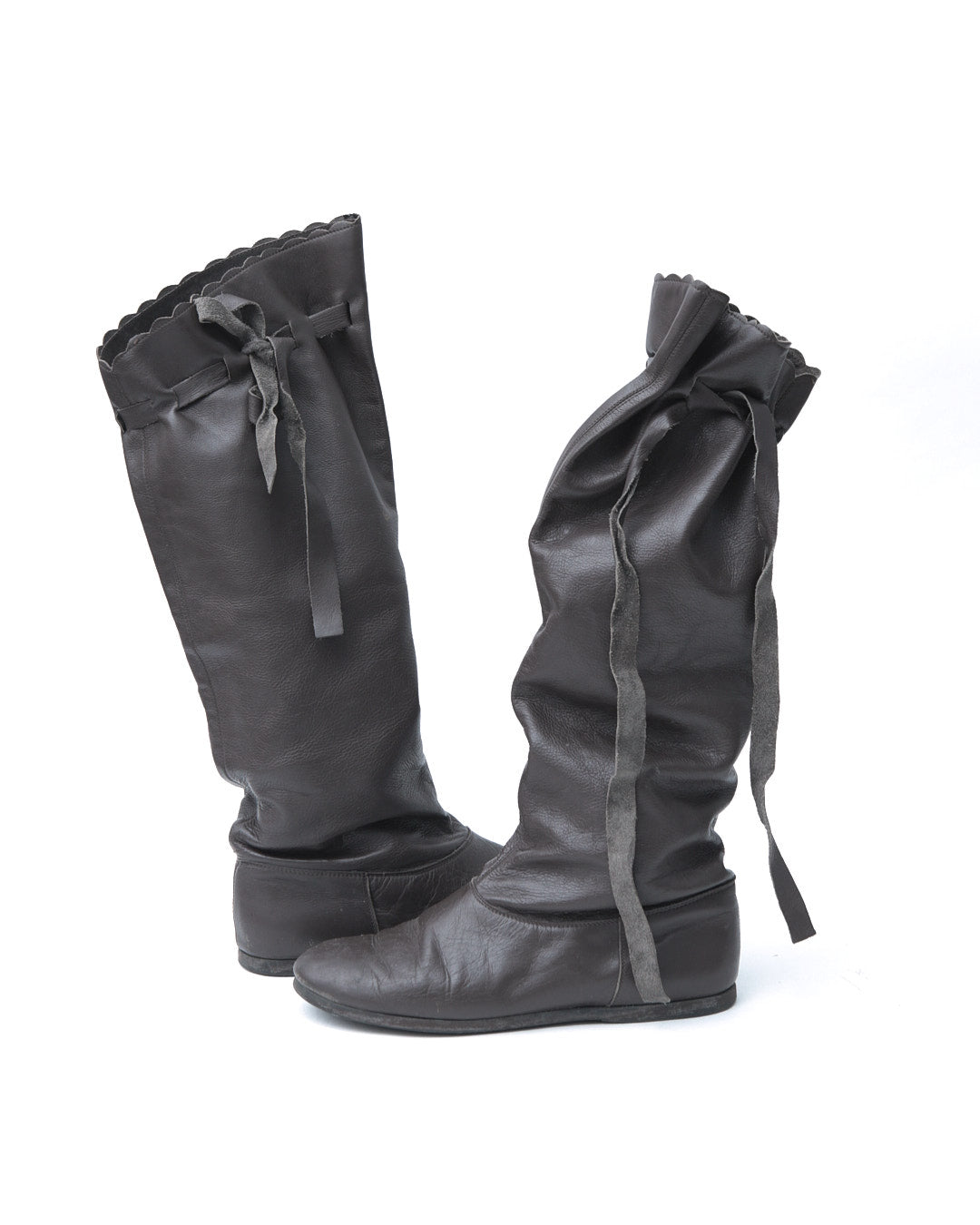 dark brown leather slouchy boots