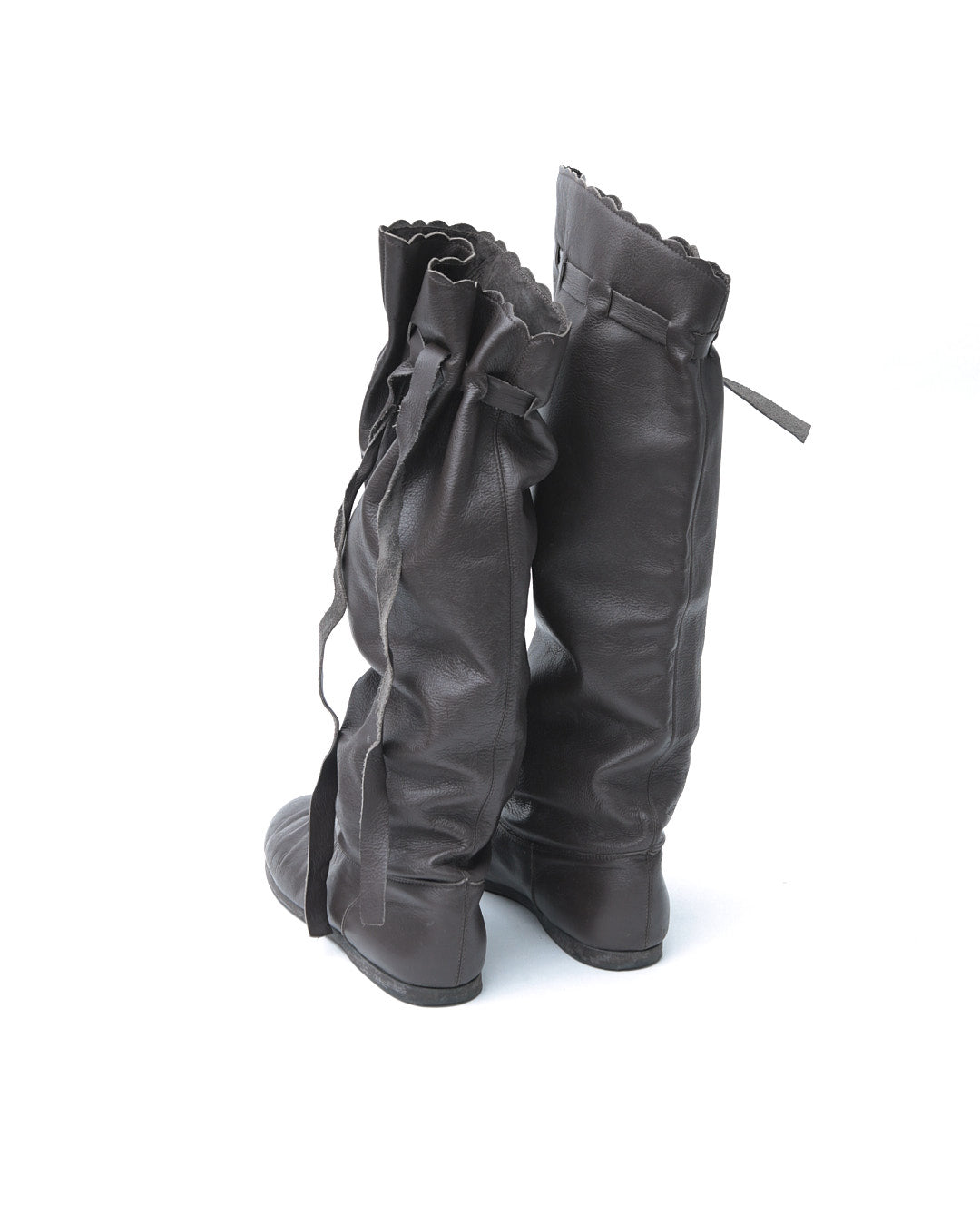 dark brown leather slouchy boots