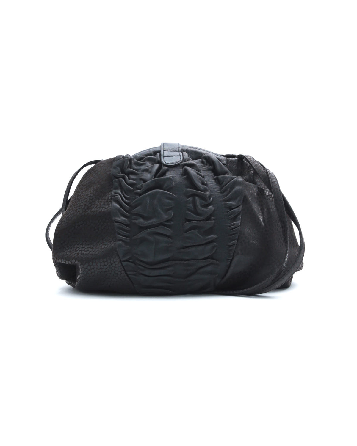 dark brown textured leather shoulder bag