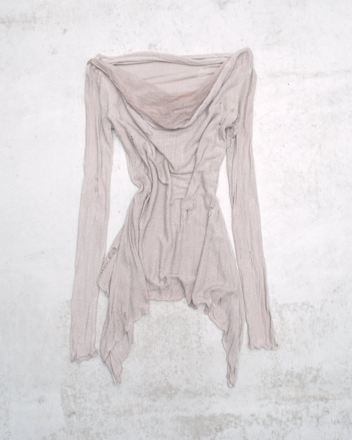 distressed long sleeve light pink nude top