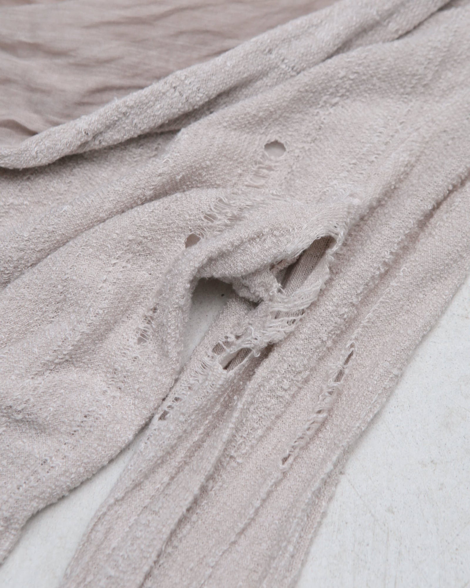 distressed long sleeve light pink nude top
